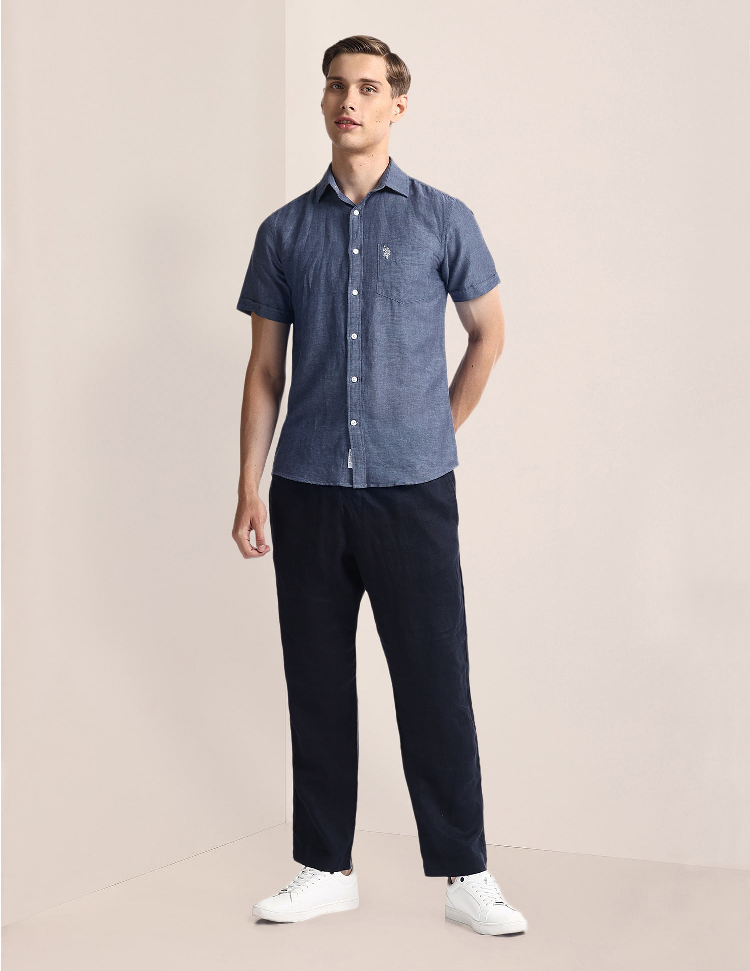 U.S. Polo Assn. Heathered Linen Blend Shirt