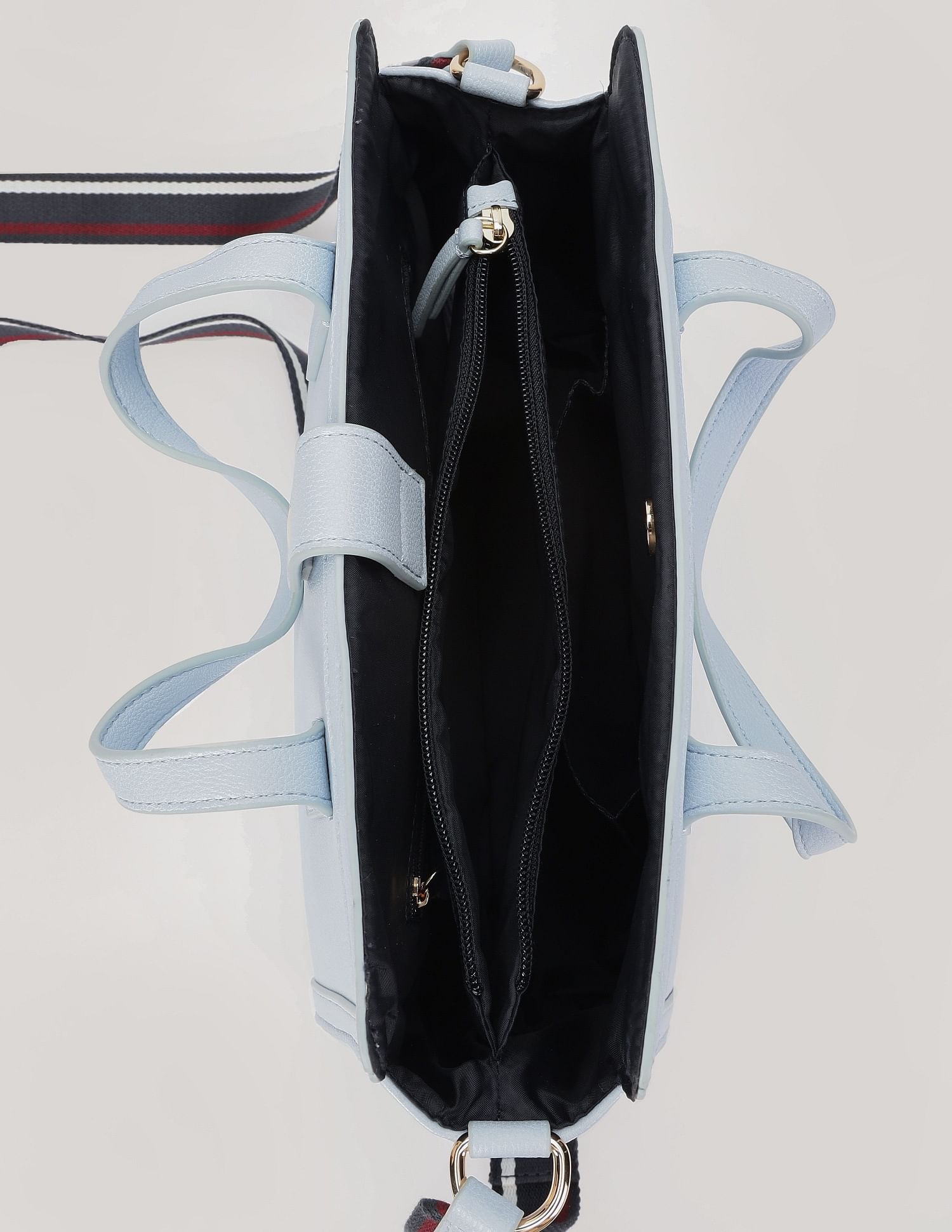 Tommy Hilfiger Solid Blue Cotton Handbags