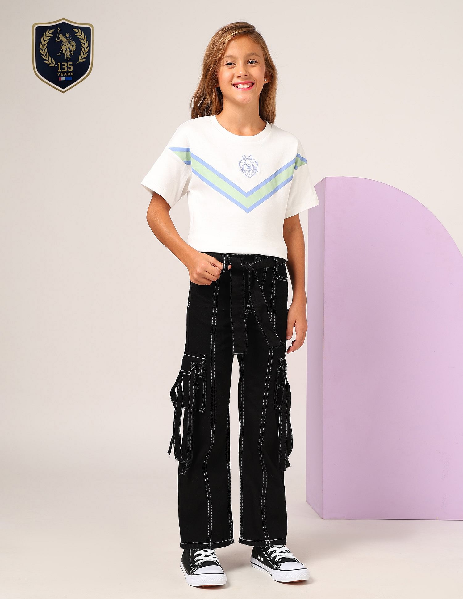U.S. Polo Assn. Kids Girls Mid Rise Bootcut Jeans
