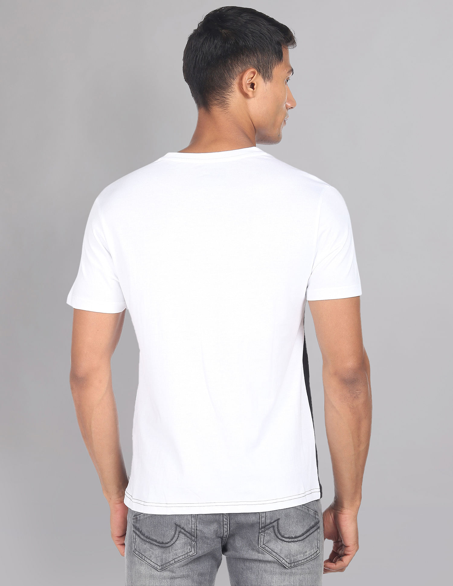 AD by Arvind Colour Block Cotton T-Shirt