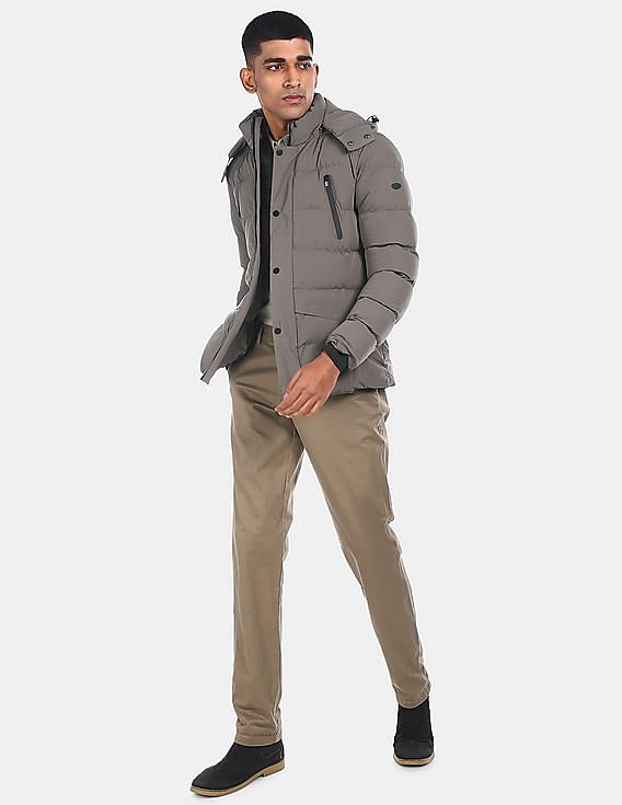 Buy U.S. Polo Assn. Men Grey Detachable Hood Quilted Puffer Jacket -  NNNOW.com