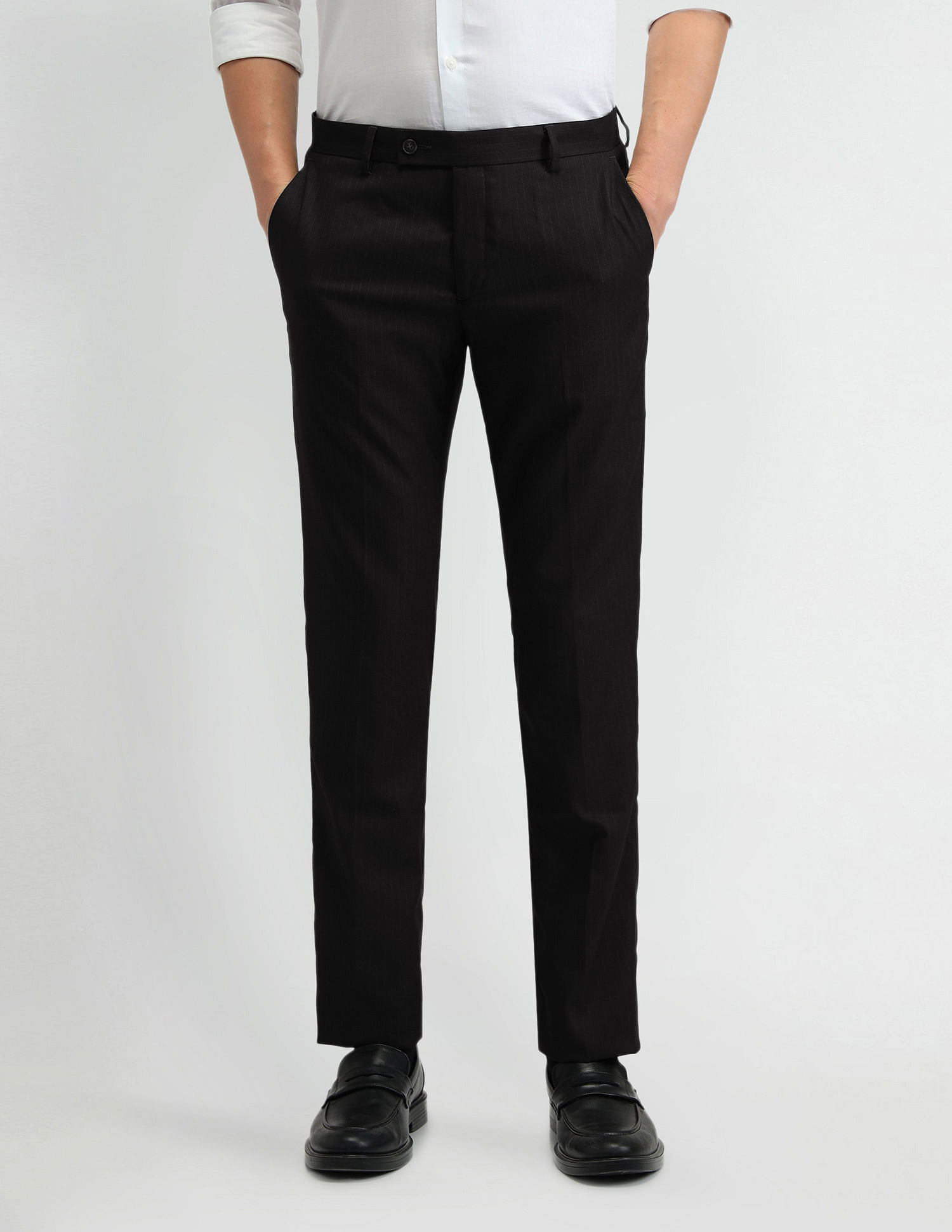 Arrow Mid Rise Vertical Stripe Trousers