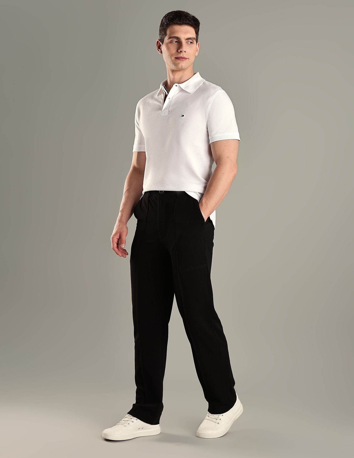 Tommy Hilfiger Solid Regular-Fit Cotton Polo T-Shirt