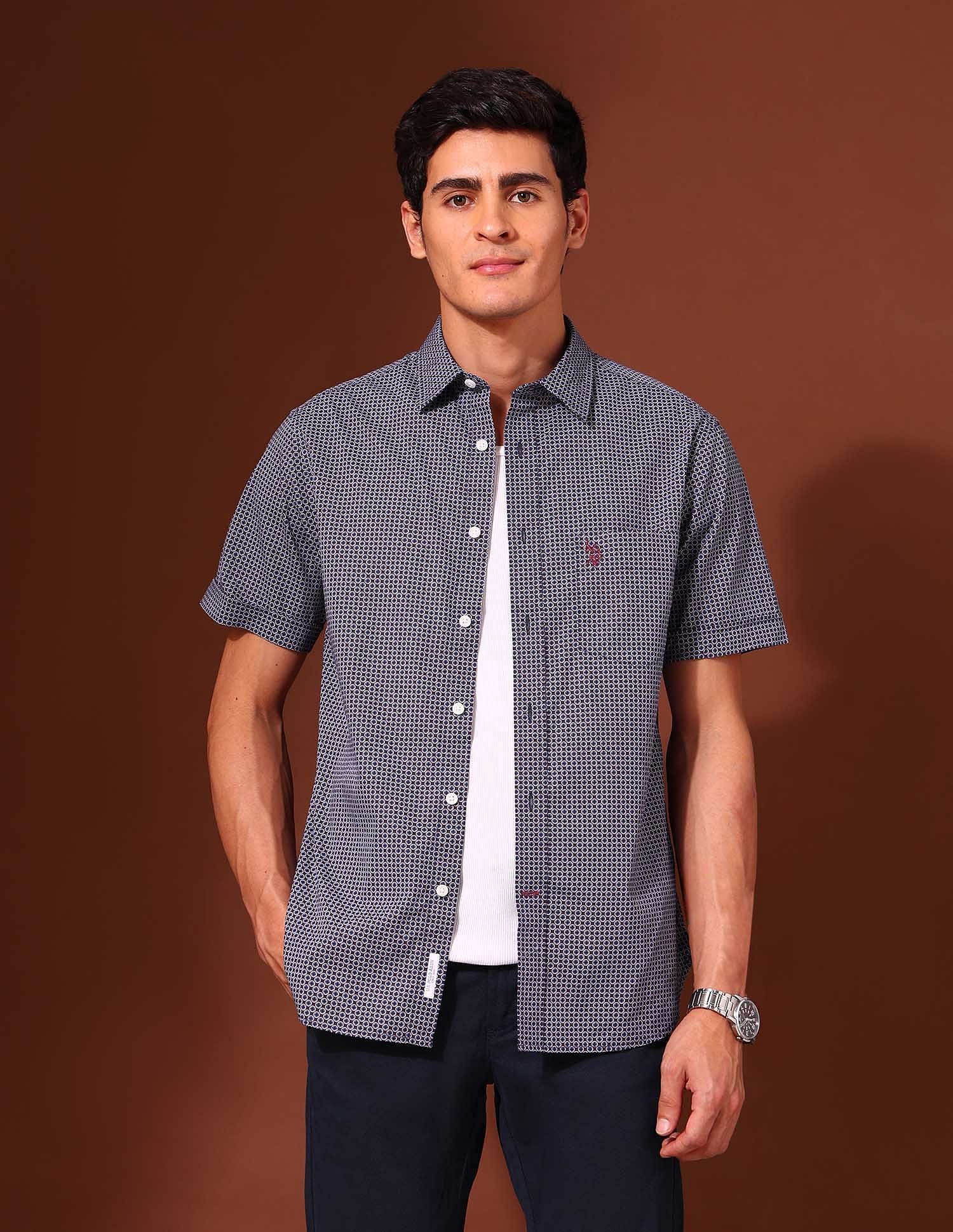 U.S. Polo Assn. Geometric Printed Tailored Fit Shirt