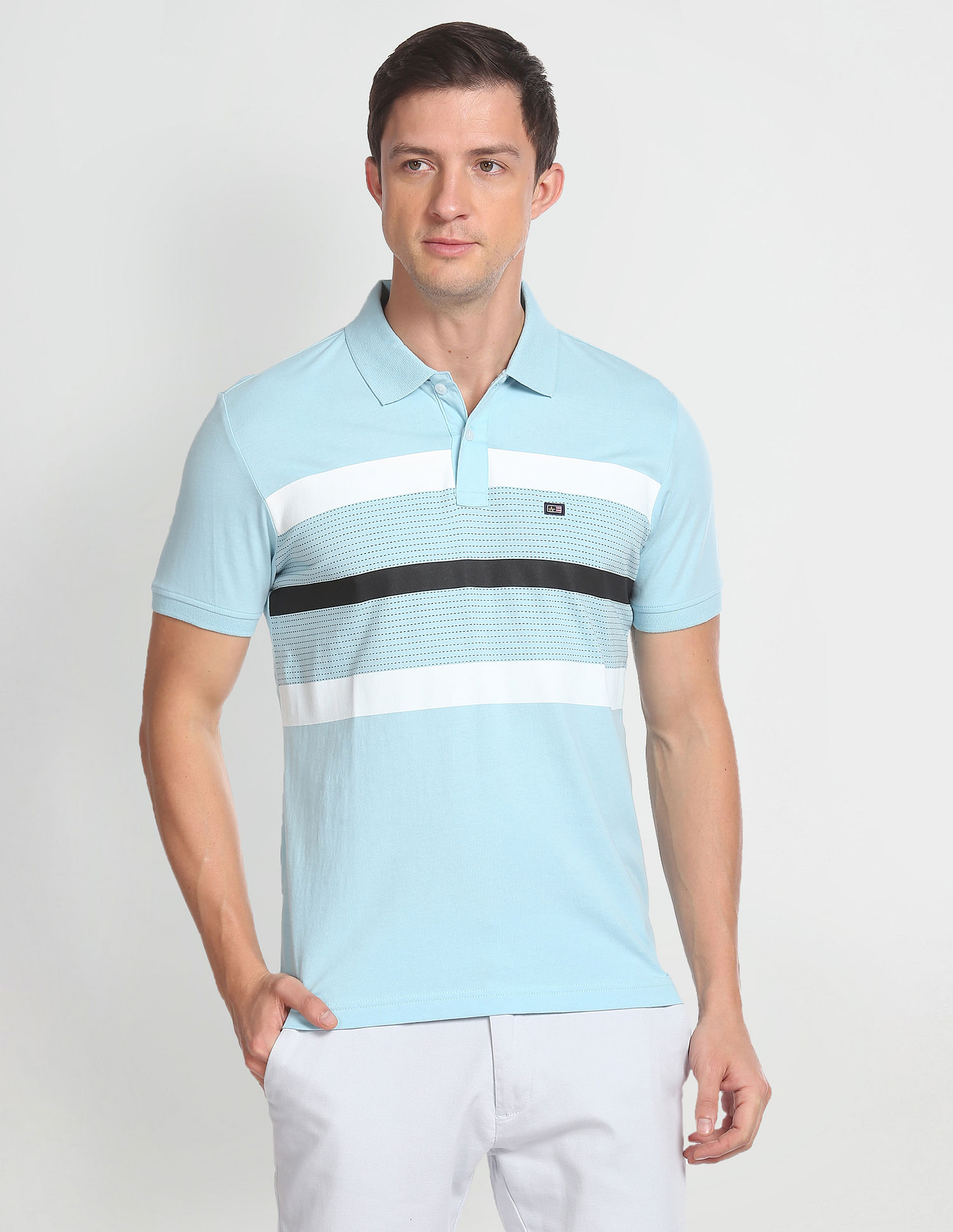 Arrow Sports Horizontal Stripe Cotton Polo Shirt