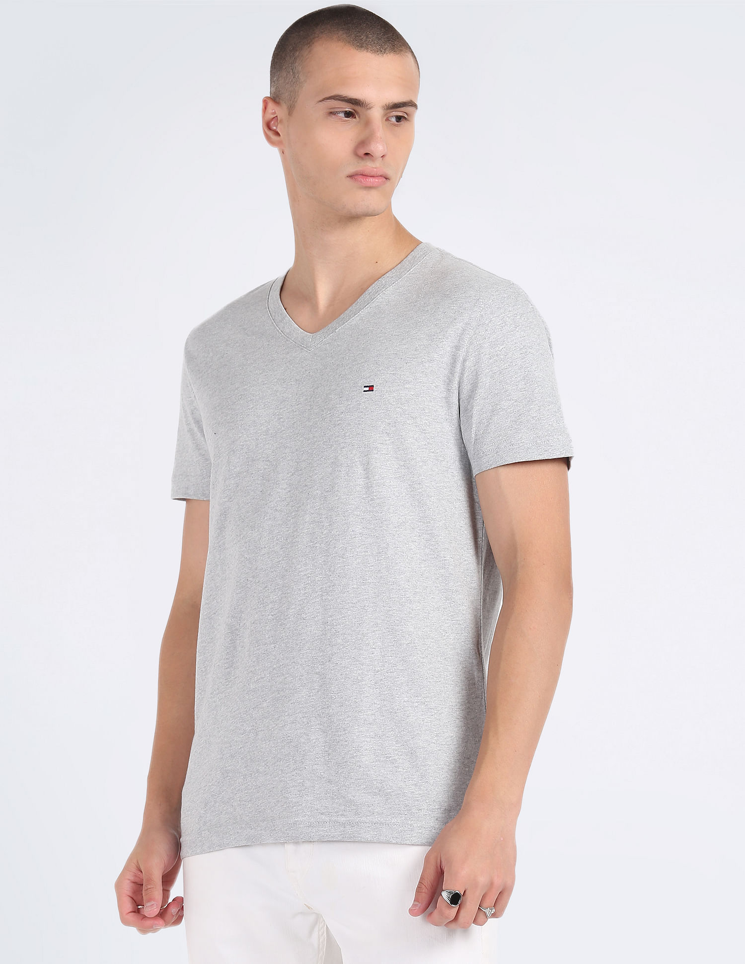 Tommy Hilfiger Pure Cotton Essential Logo V-Neck T-Shirt