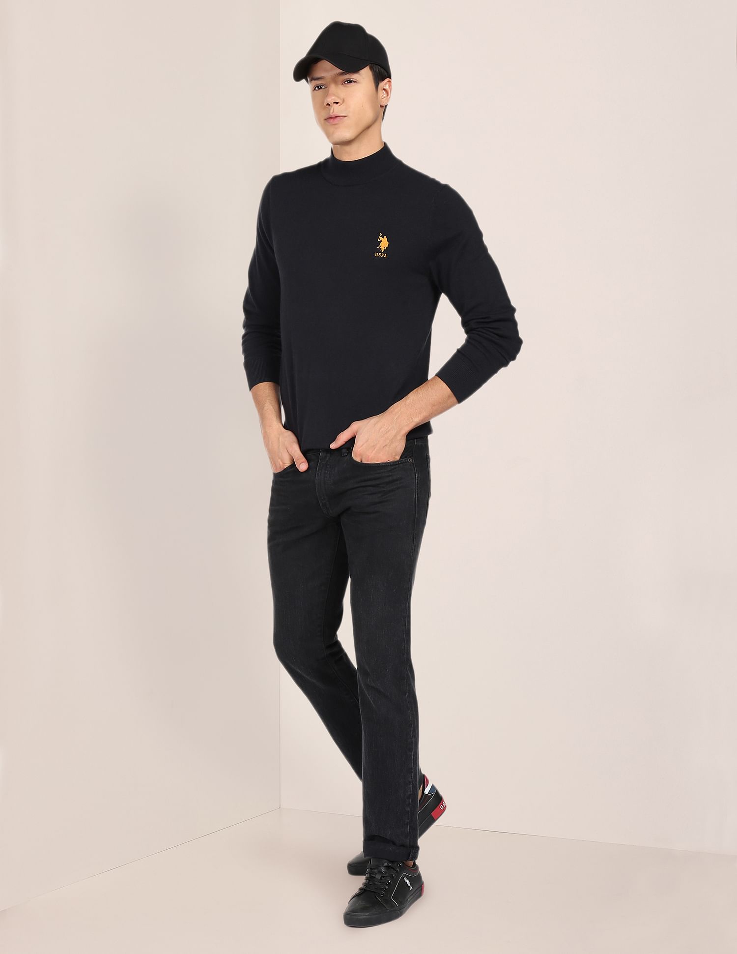 U.S. Polo Assn. Mock Neck Solid Sweater