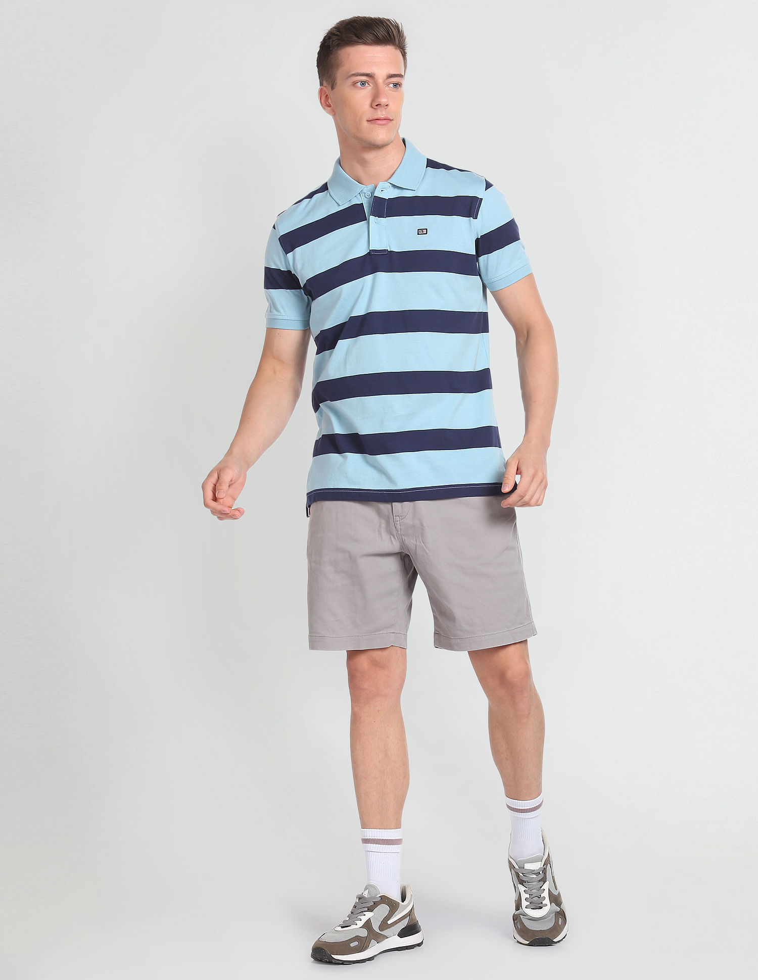 Arrow Sports Horizontal Stripe Cotton Polo Shirt
