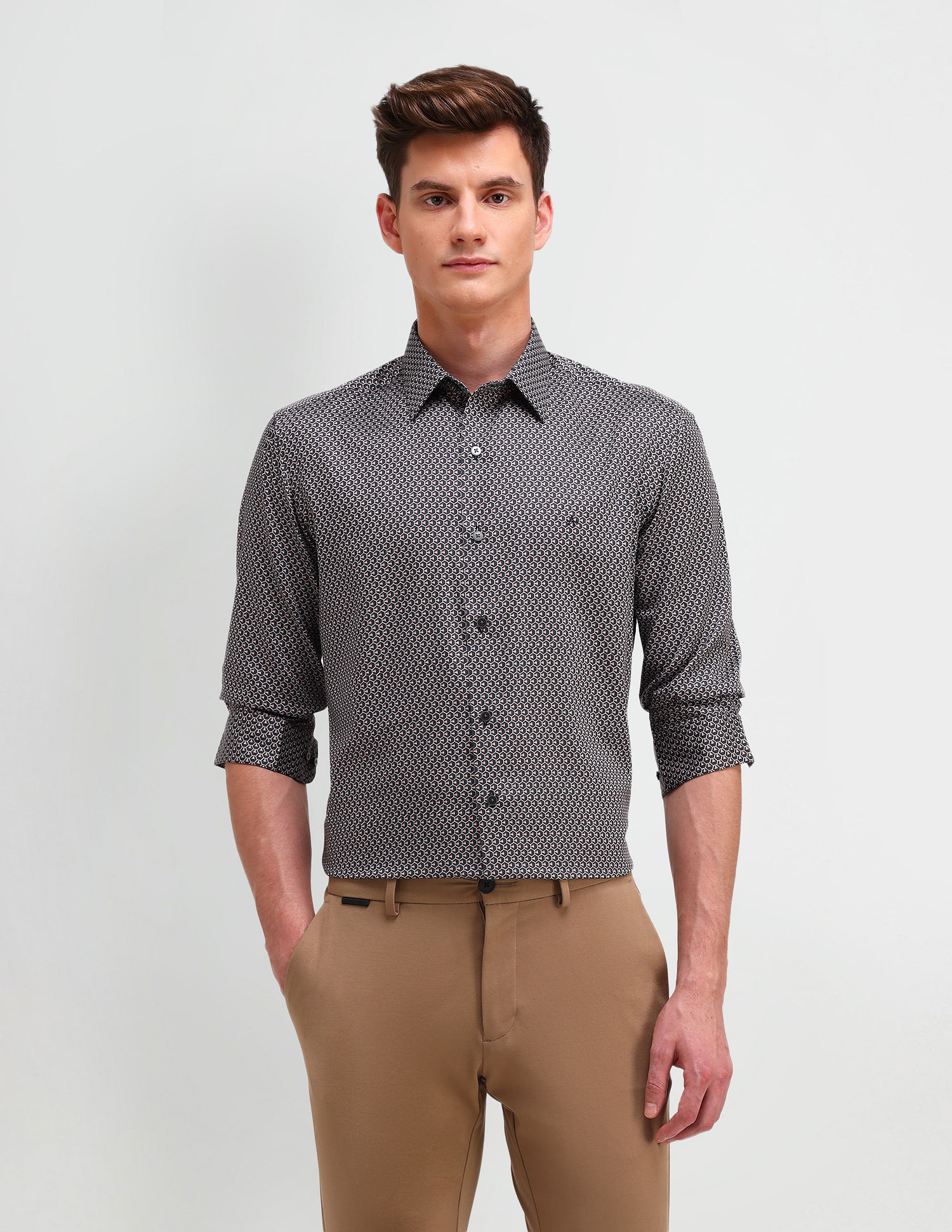 Arrow Newyork Manhattan Slim Fit Geometric Printed Shirt