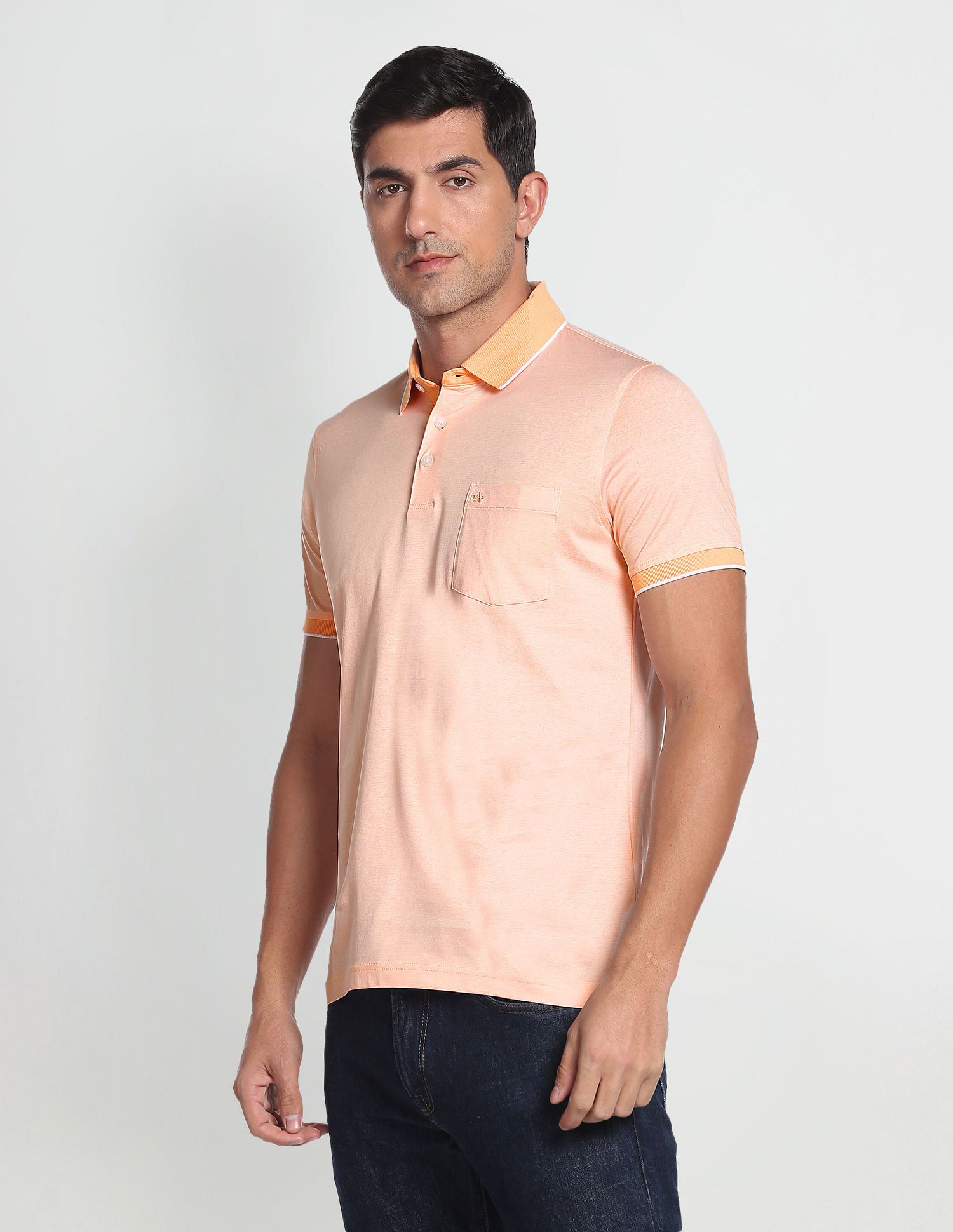 Arrow Tipped Collar Knitted Polo Shirt