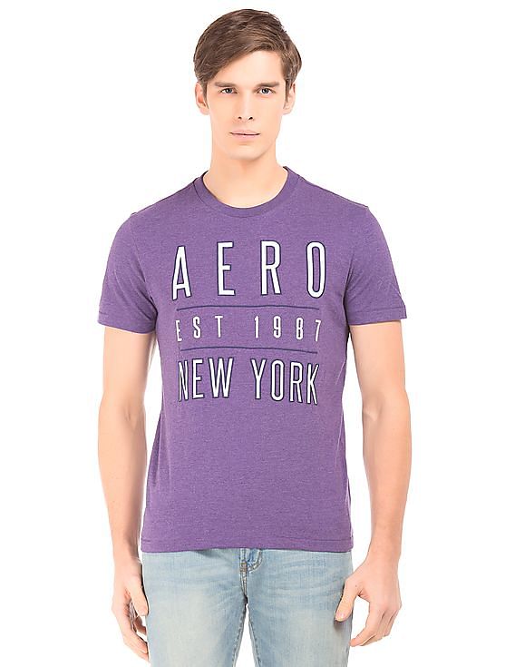 Aeropostale Men Grey Embroidered Logo Heathered T-Shirt