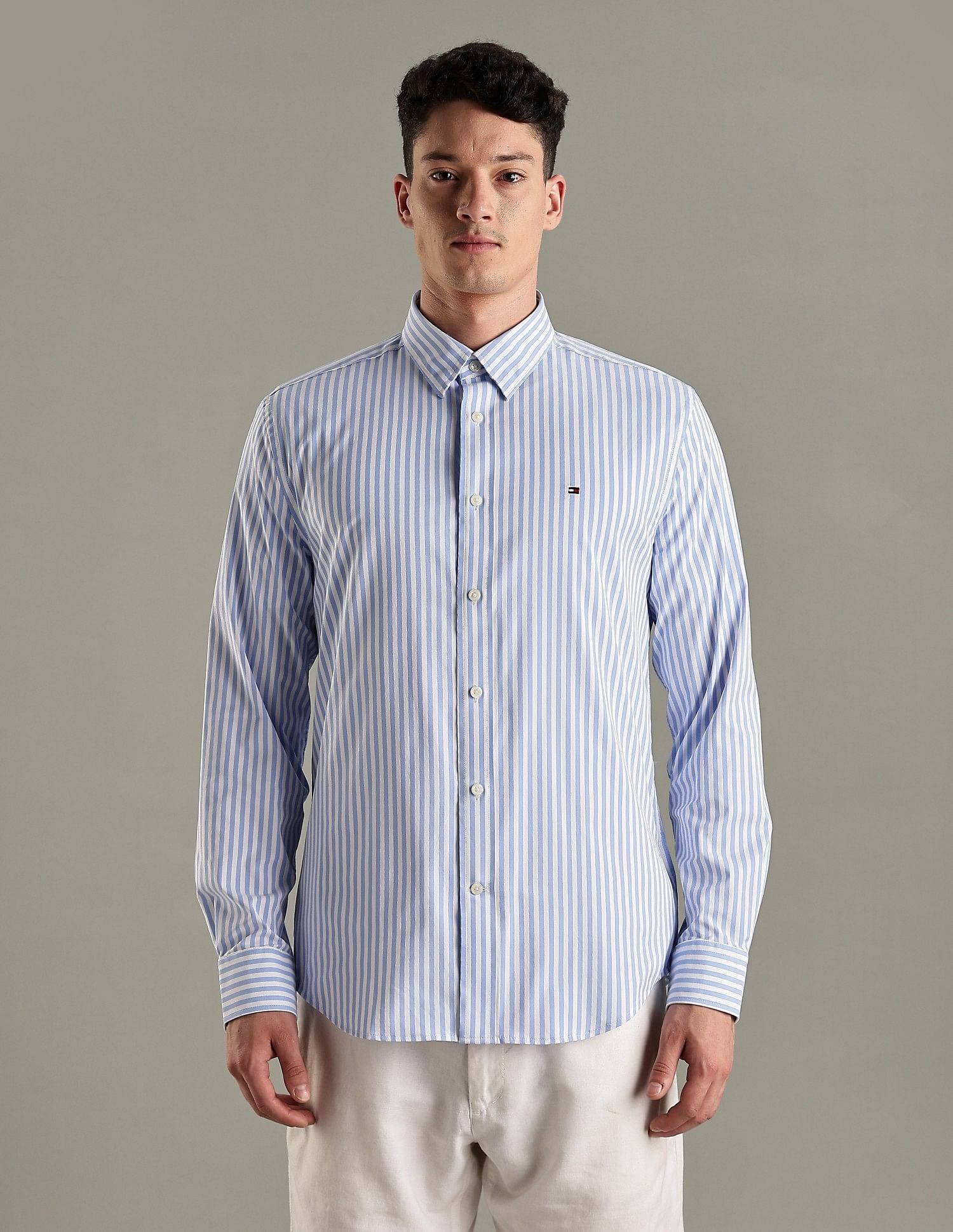 Tommy Hilfiger Striped Regular-Fit Twill Woven Shirt