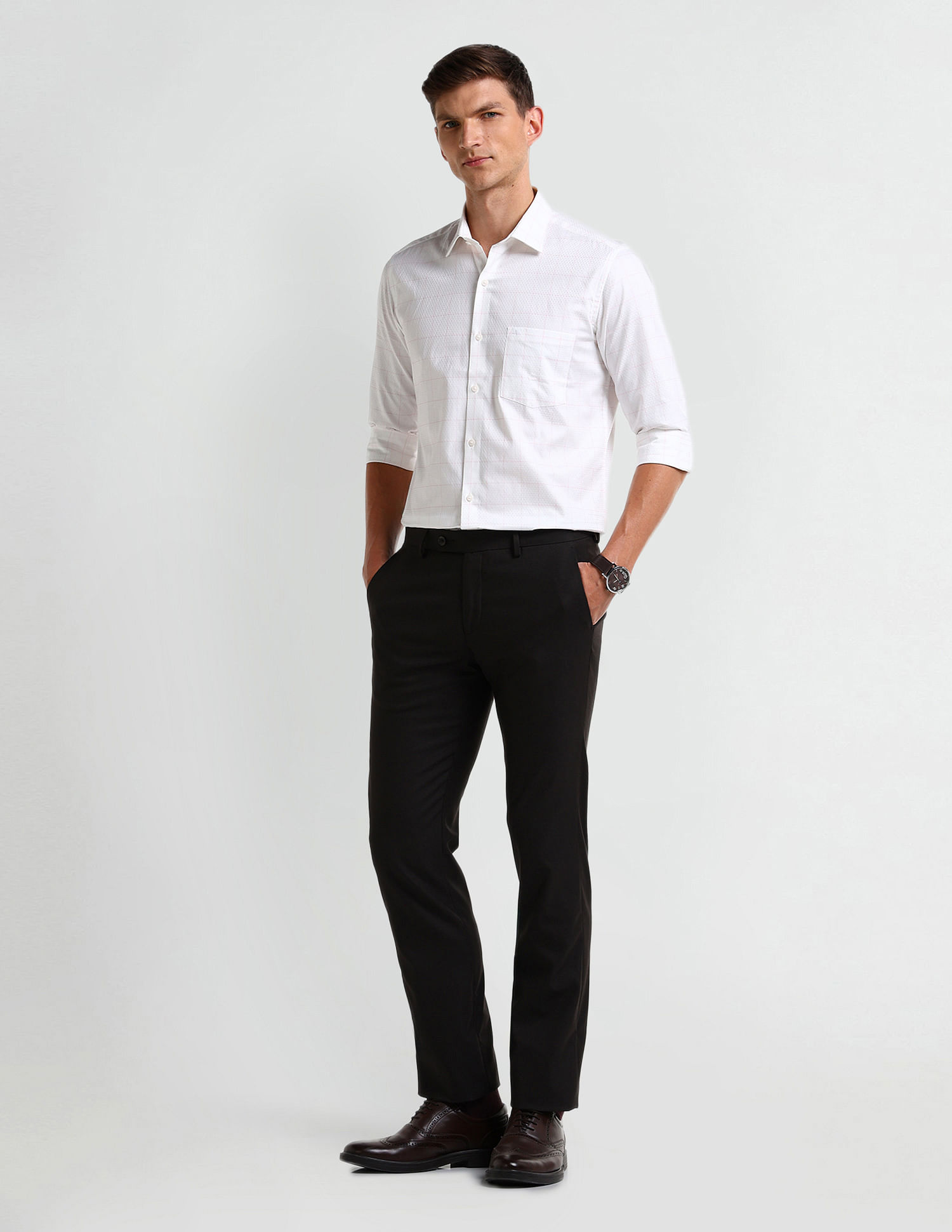 Arrow Manhattan Slim Windowpane Checked Shirt