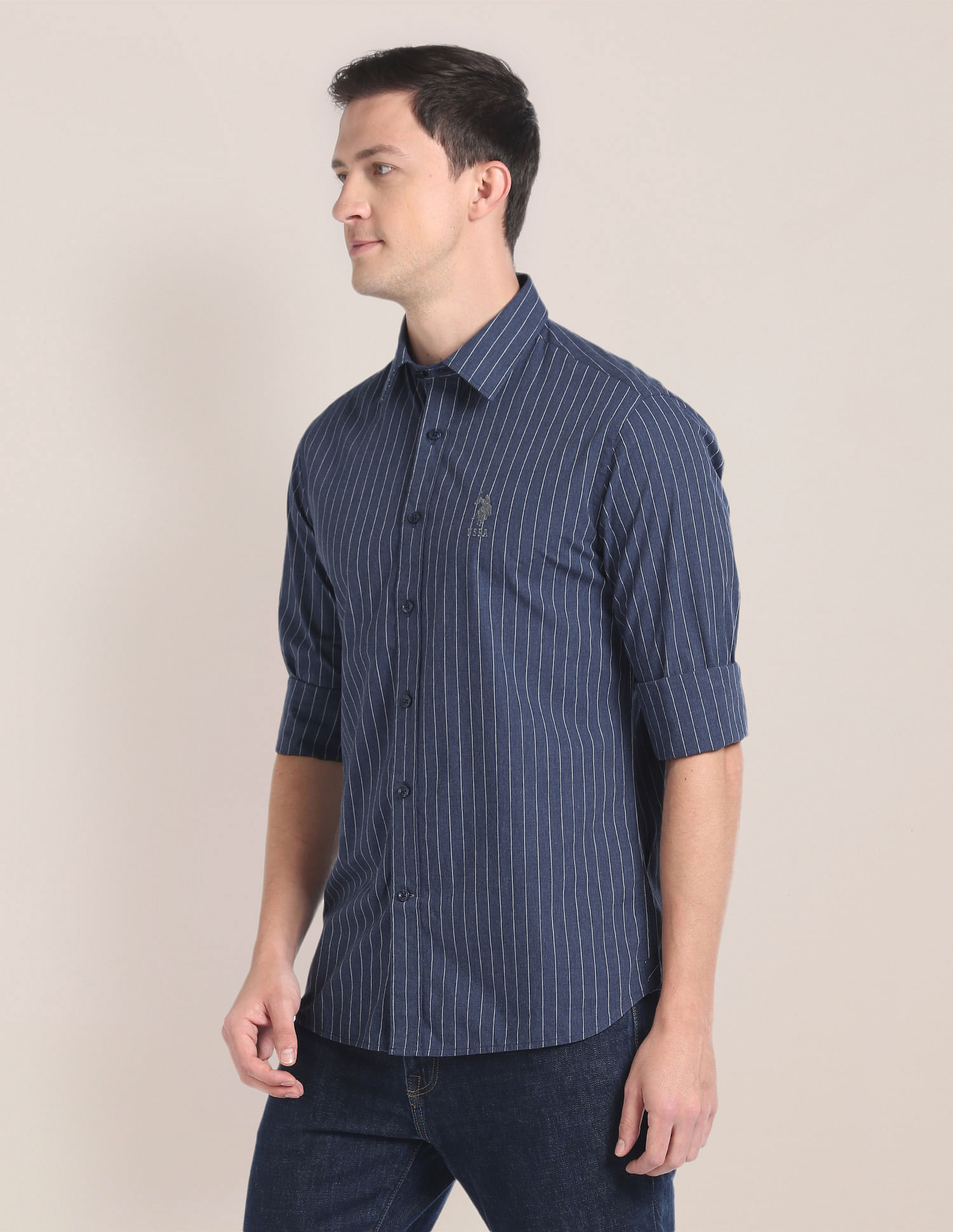 U.S. Polo Assn. Cotton Melange Vertical Stripe Shirt