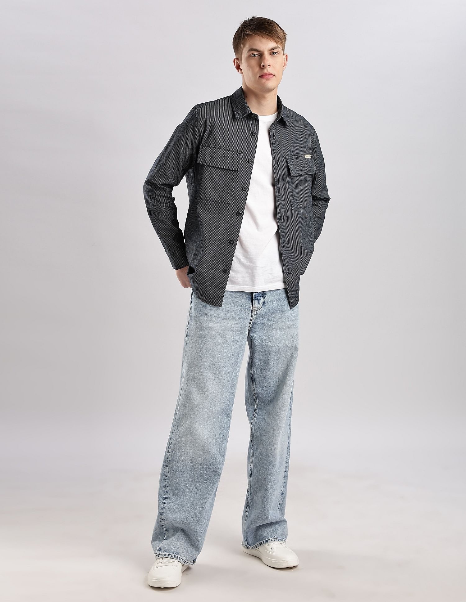 Calvin Klein Jeans Pinstripes Regular Fit Plain Woven Shirt