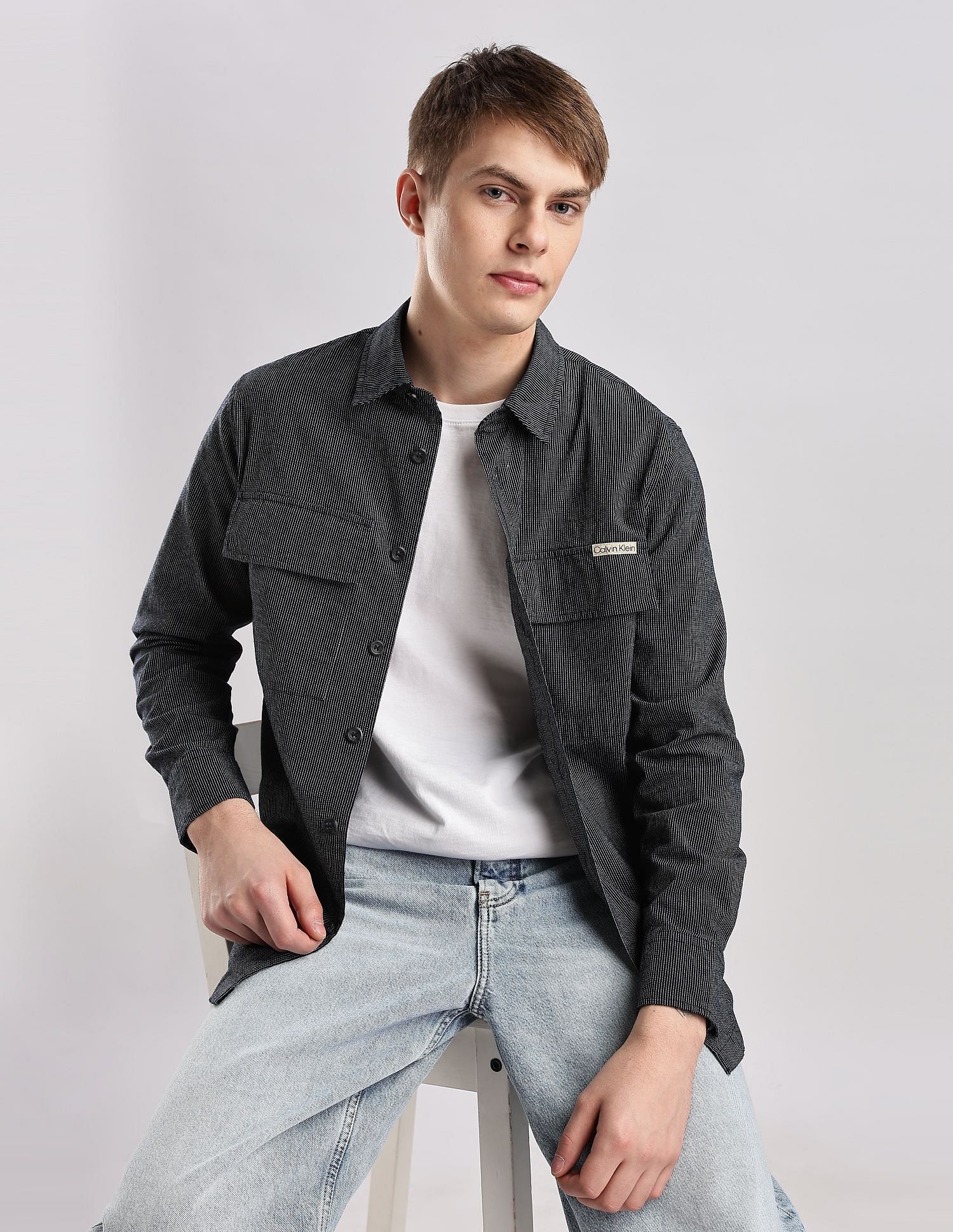 Calvin Klein Jeans Pinstripes Regular Fit Plain Woven Shirt