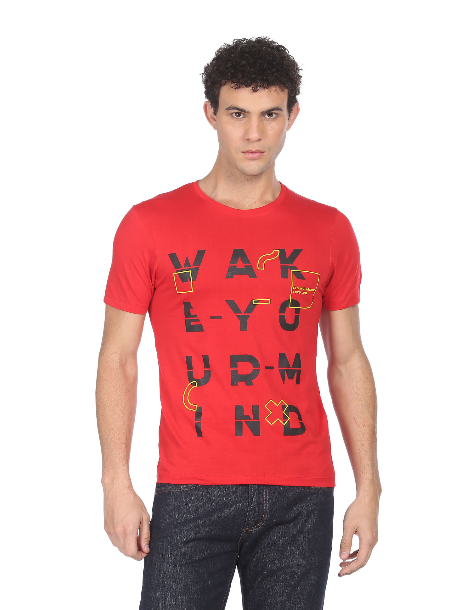Flying Machine Cotton Graphic Print T-Shirt