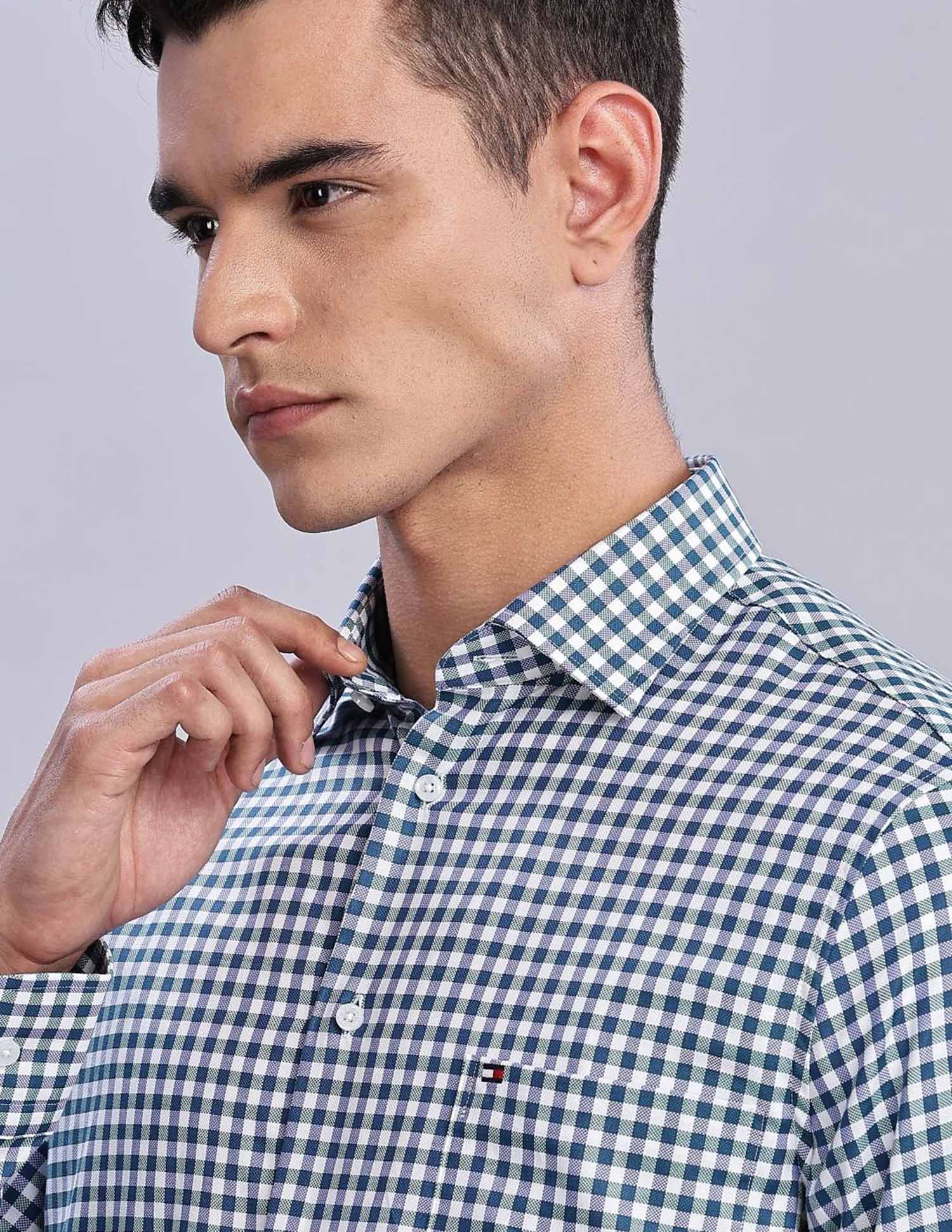 Tommy Hilfiger Checked Regular Fit Plain Woven Shirt