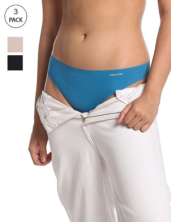 Buy Calvin Klein Underwear Women Assorted Mid Rise Solid Thong Panties -  Pack Of 3 