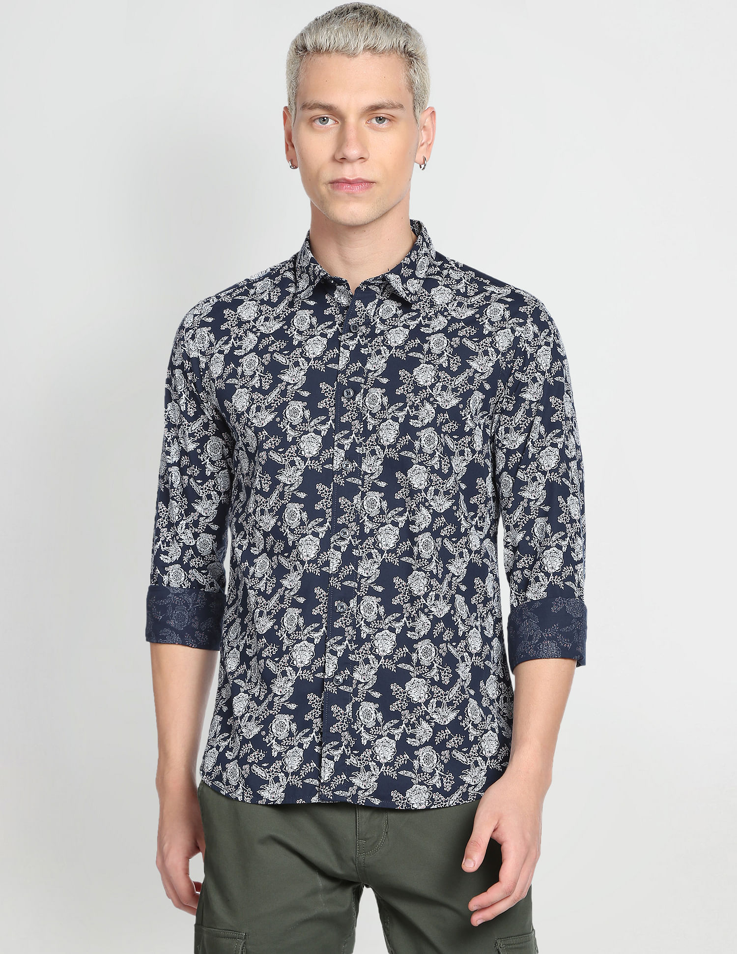 Flying Machine Floral Print Cotton Shirt