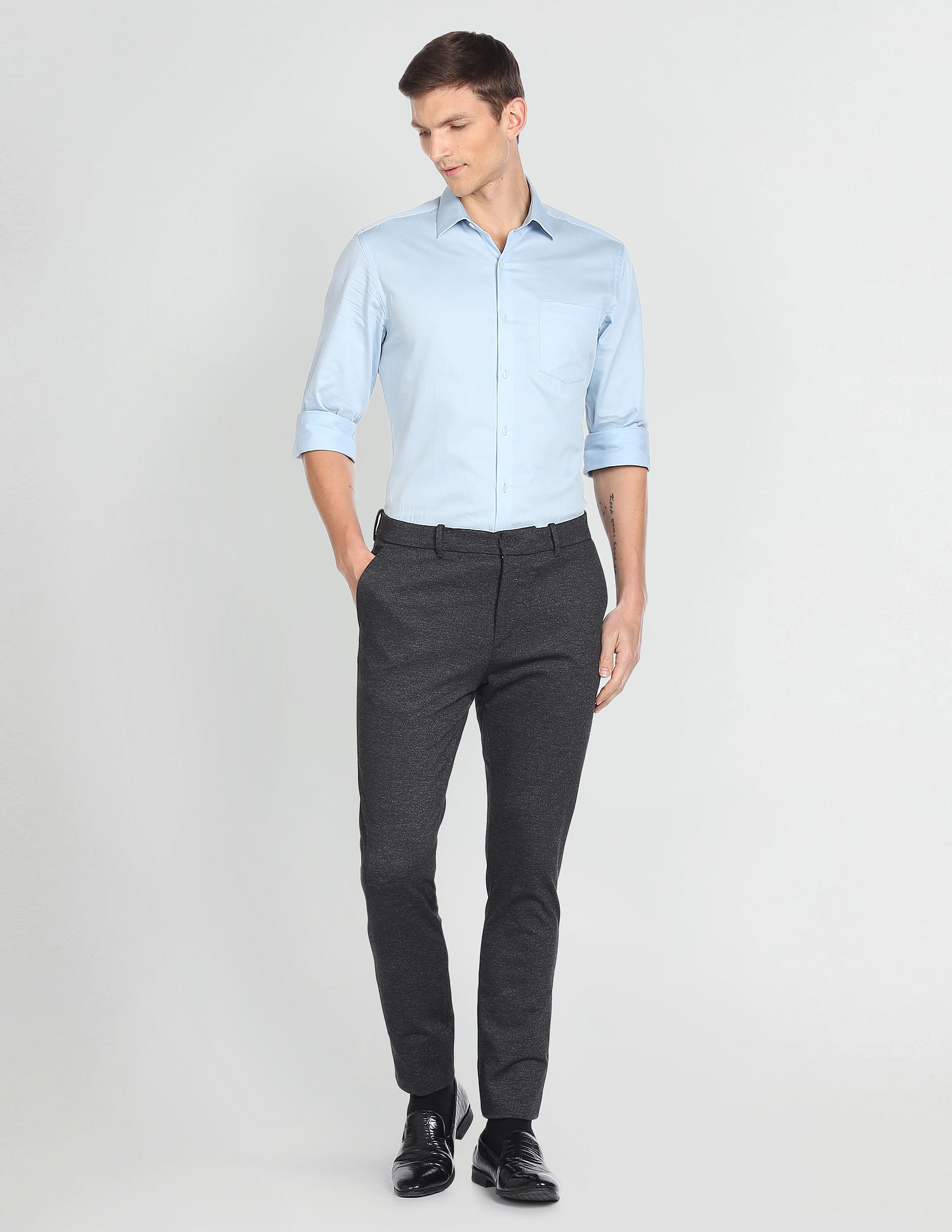 Arrow Newyork Patterned Knit Super Slim Fit Trousers