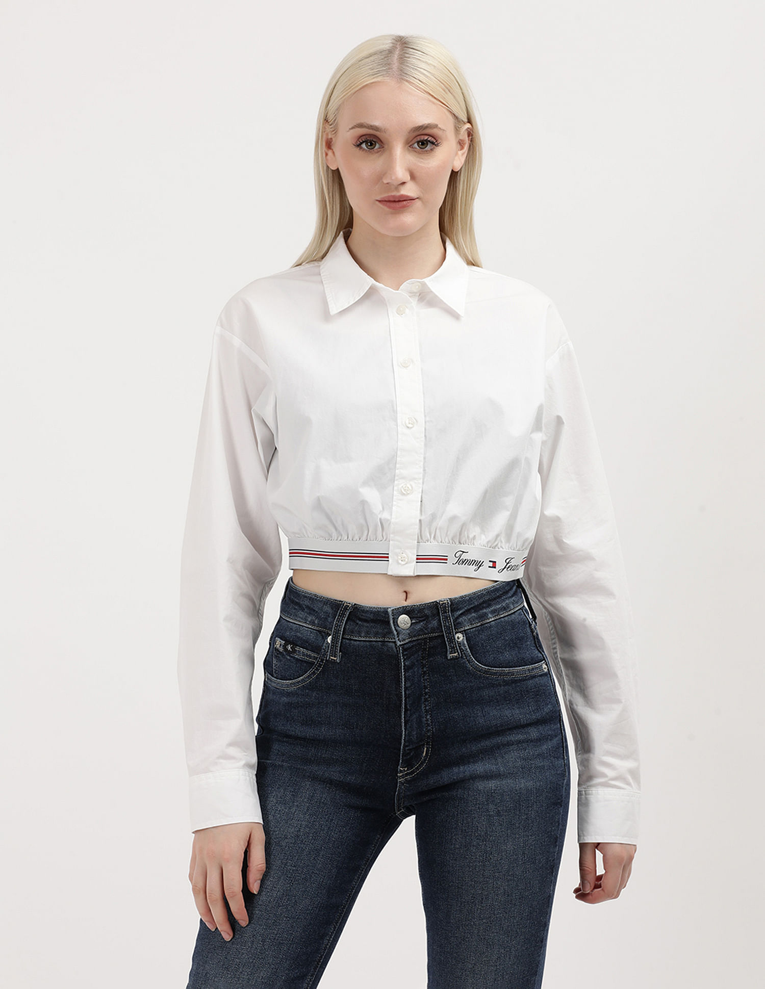 Tommy Hilfiger Crop Logo Taping Cotton Shirt