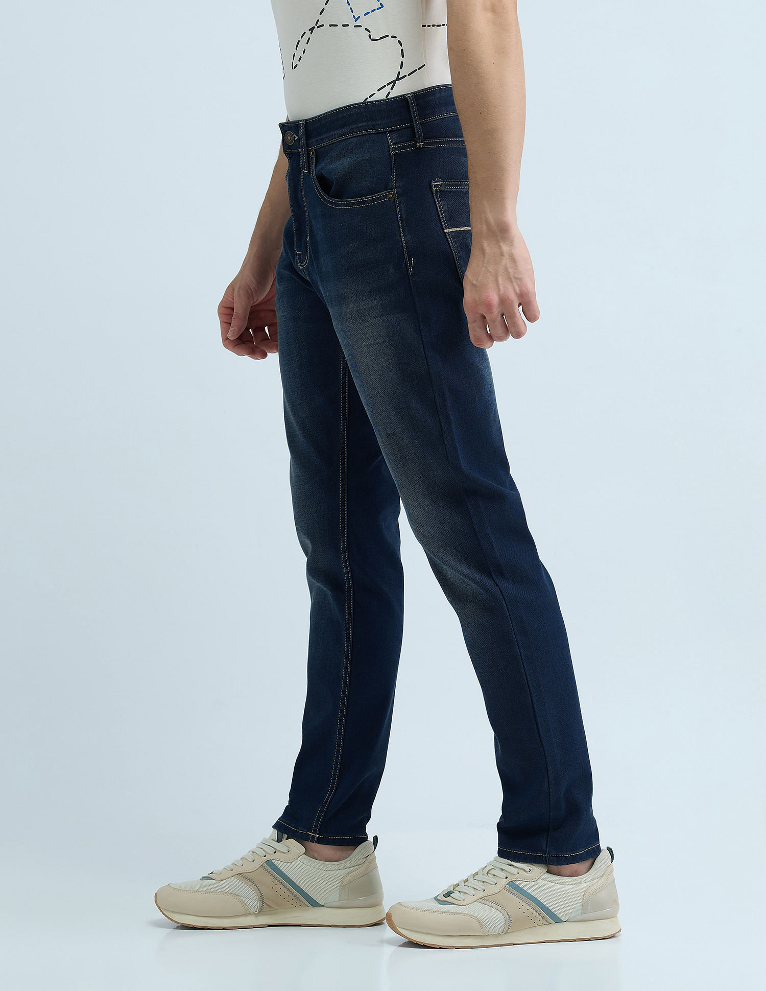 Flying Machine Slash Slim Tapered Washed Jeans