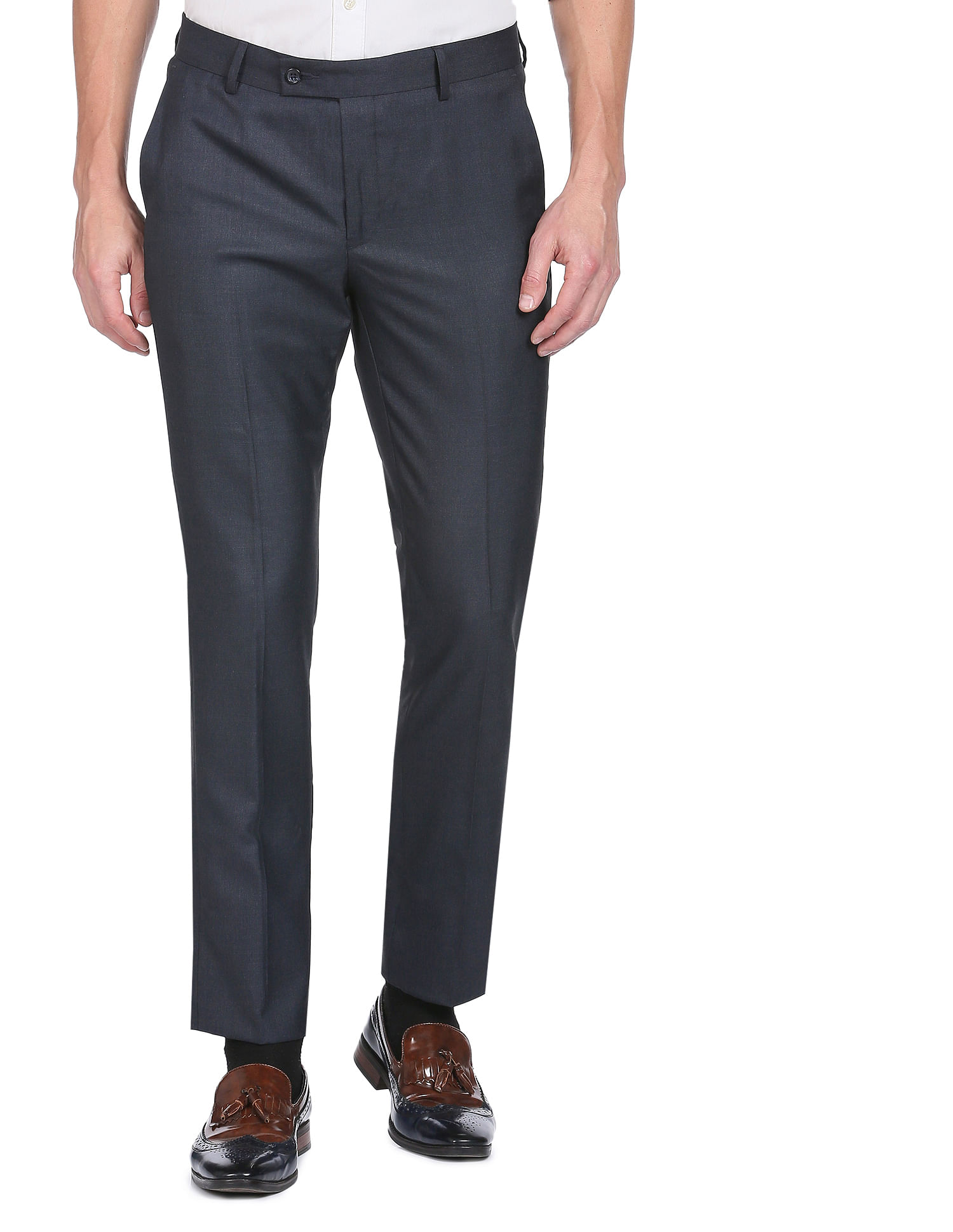 Buy Van Heusen Men Solid Regular Fit Formal Trouser  Black Online at Low  Prices in India  Paytmmallcom