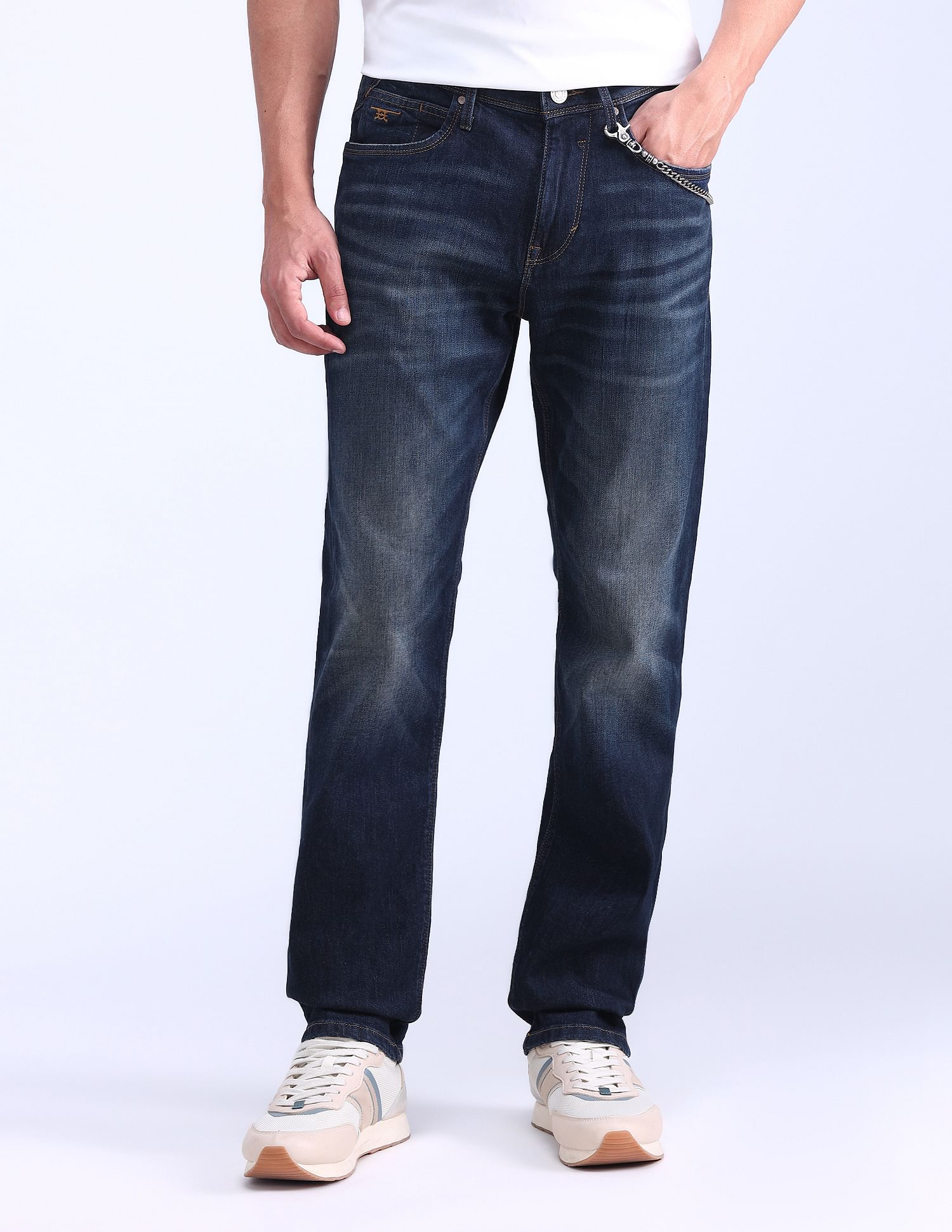Flying Machine Freddie Slim Straight Fit Whiskered Jeans