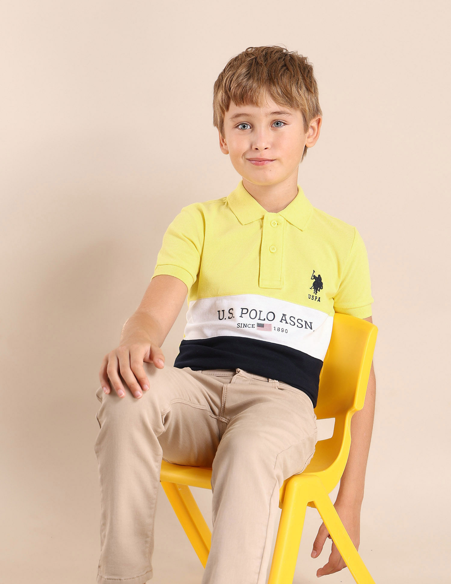 U.S. Polo Assn. Kids Boys Colourblock Regular Fit Polo Shirt