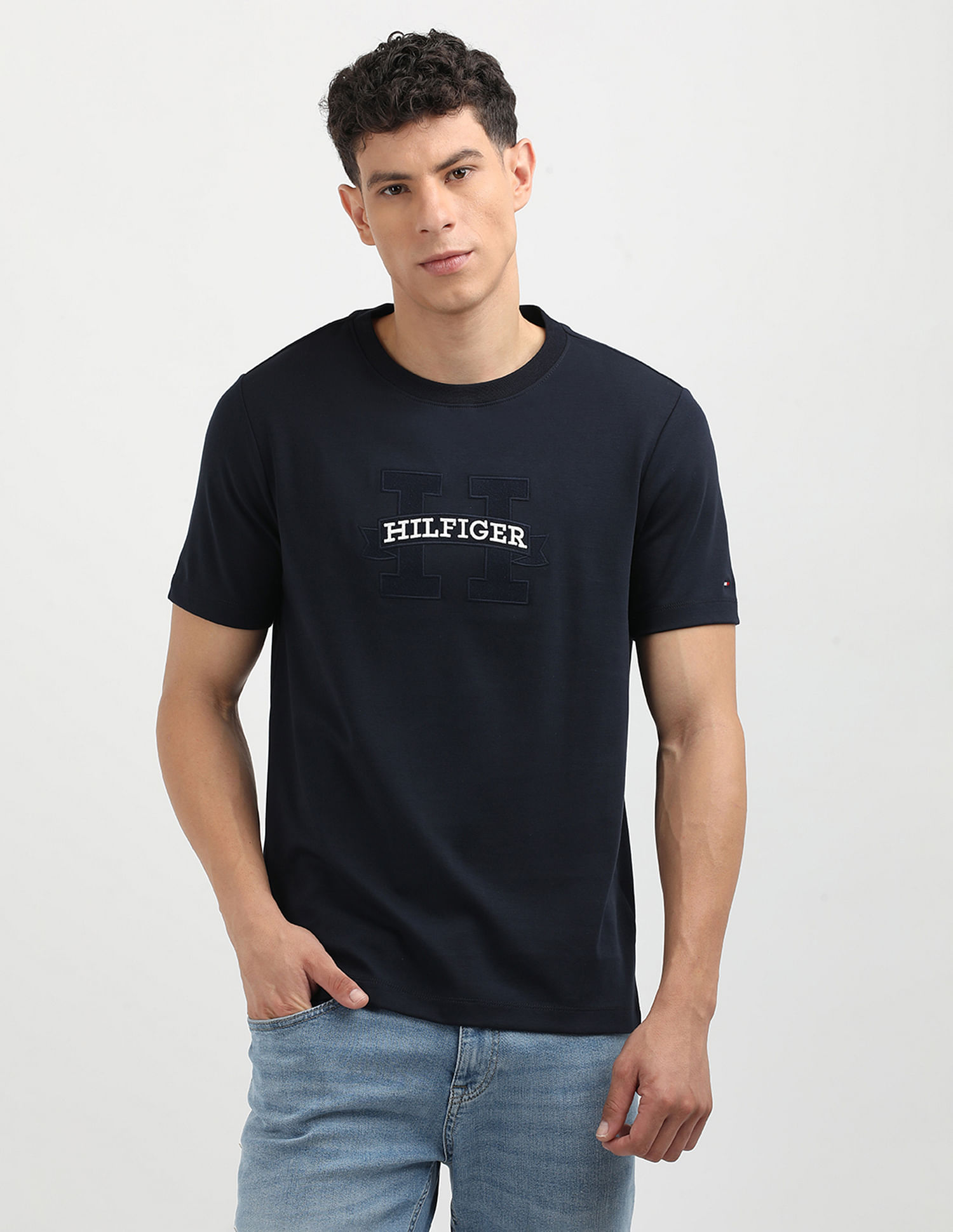Tommy Hilfiger Round Neck Scroll Graphic T-Shirt