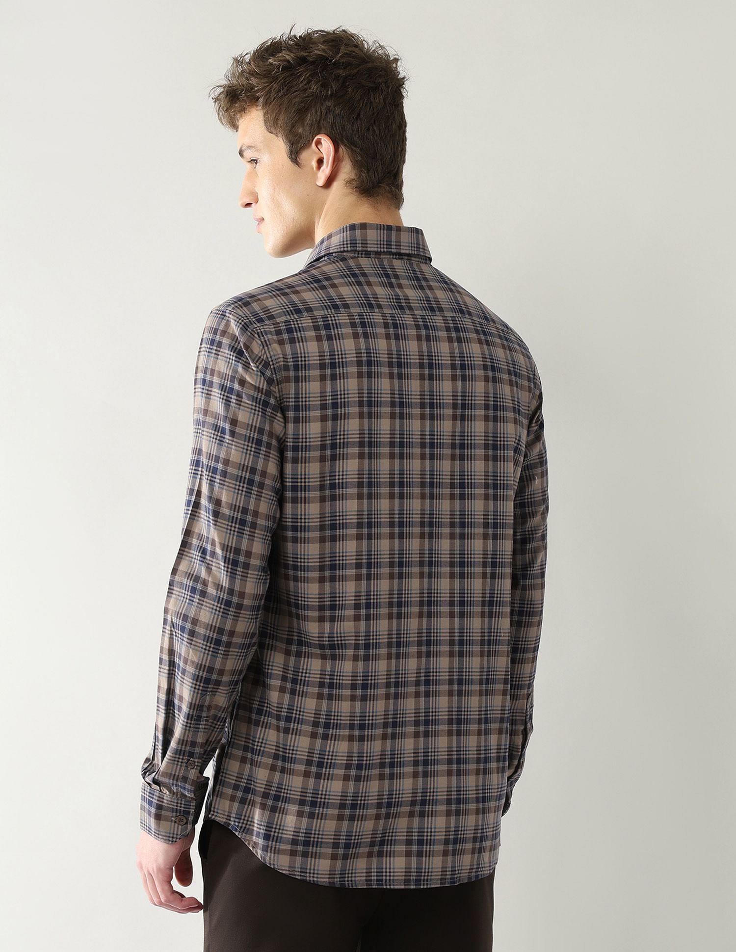 Arrow Sport Slim Fit Grid Tattersall Checked Shirt