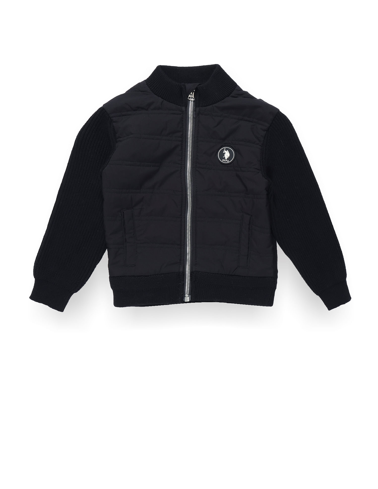 U.S. Polo Assn. Kids Boys High Neck Knitted Jacket