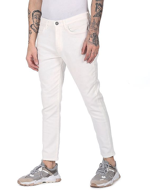 Mens white deals cropped jeans