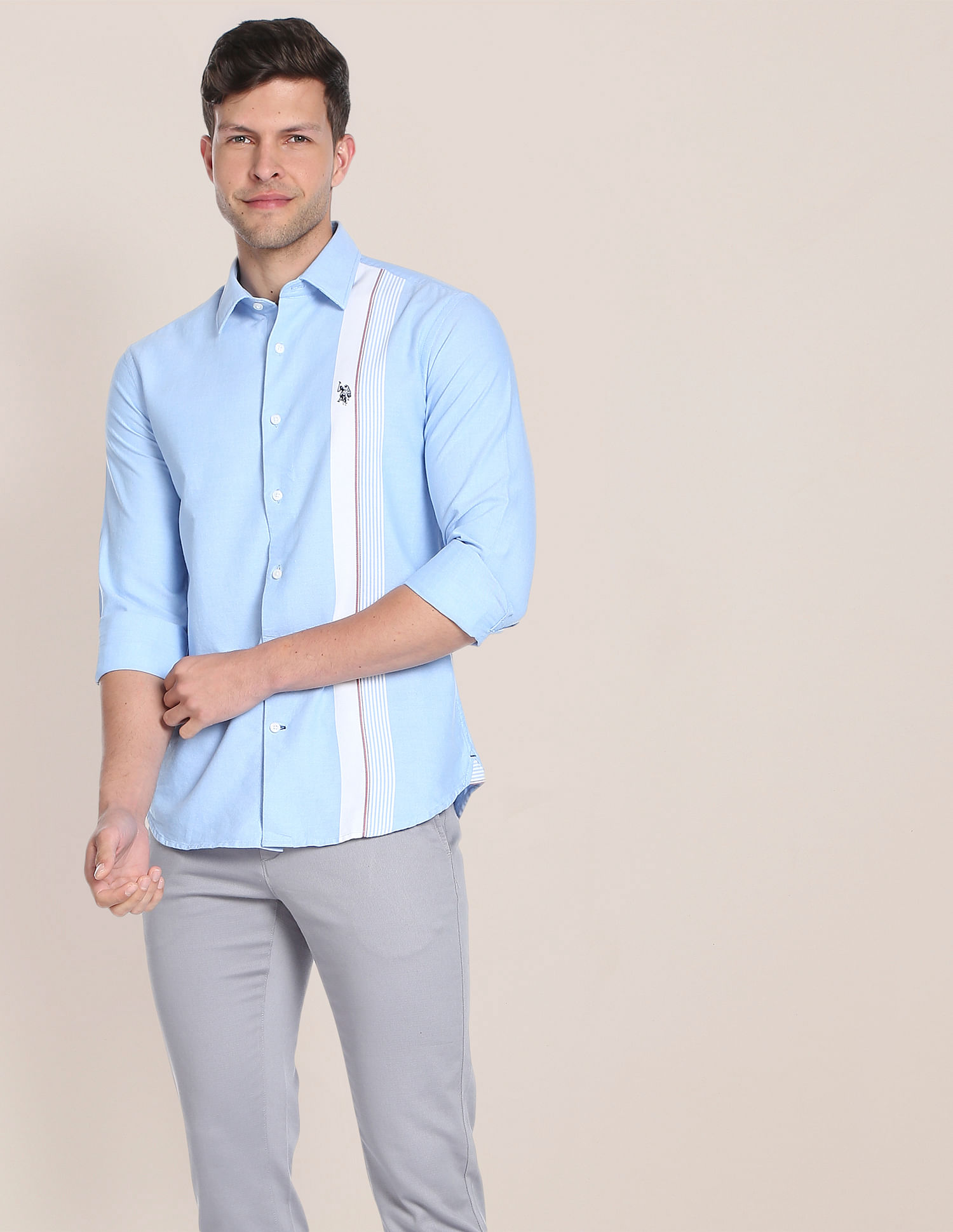 Buy . Polo Assn. Vertical Stripe Premium Cotton Casual Shirt 