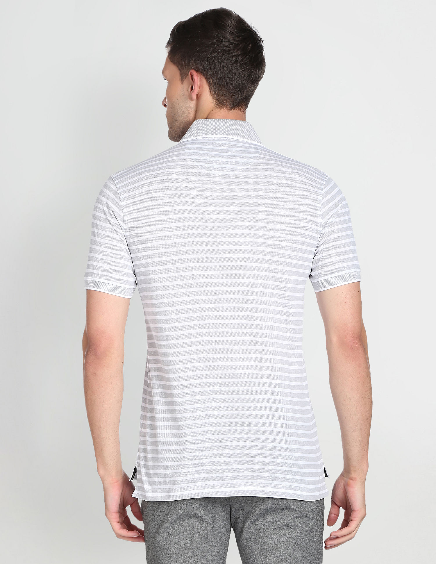 Arrow Horizontal Stripe Pique Polo Shirt