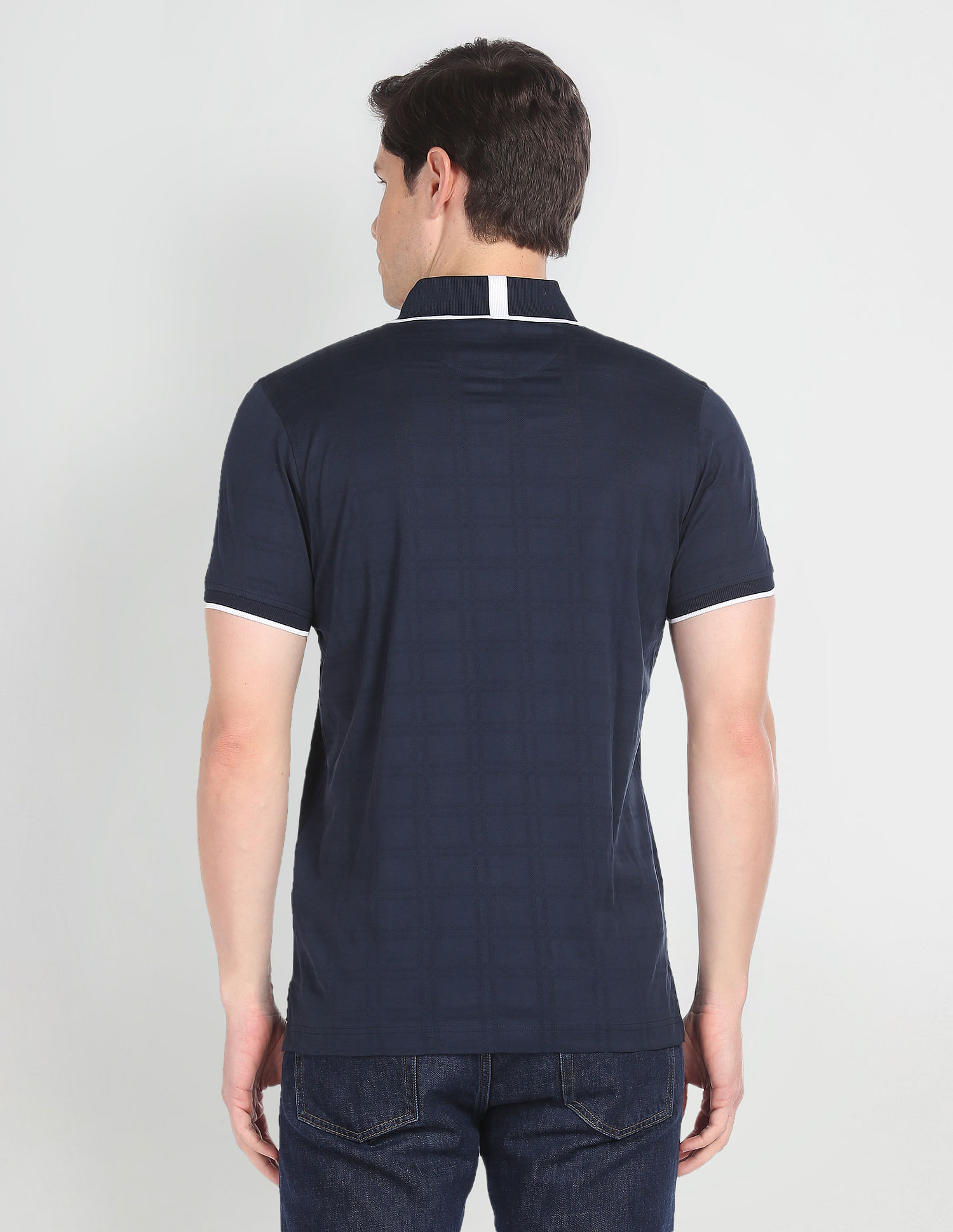 Arrow Cotton Windowpane Check Polo Shirt