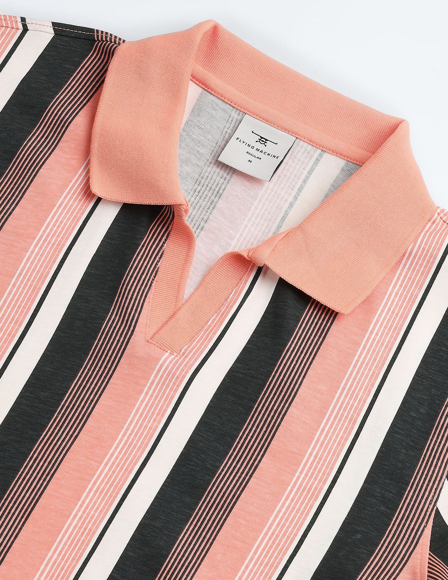 Flying Machine Vertical Stripe Cotton Polo Shirt