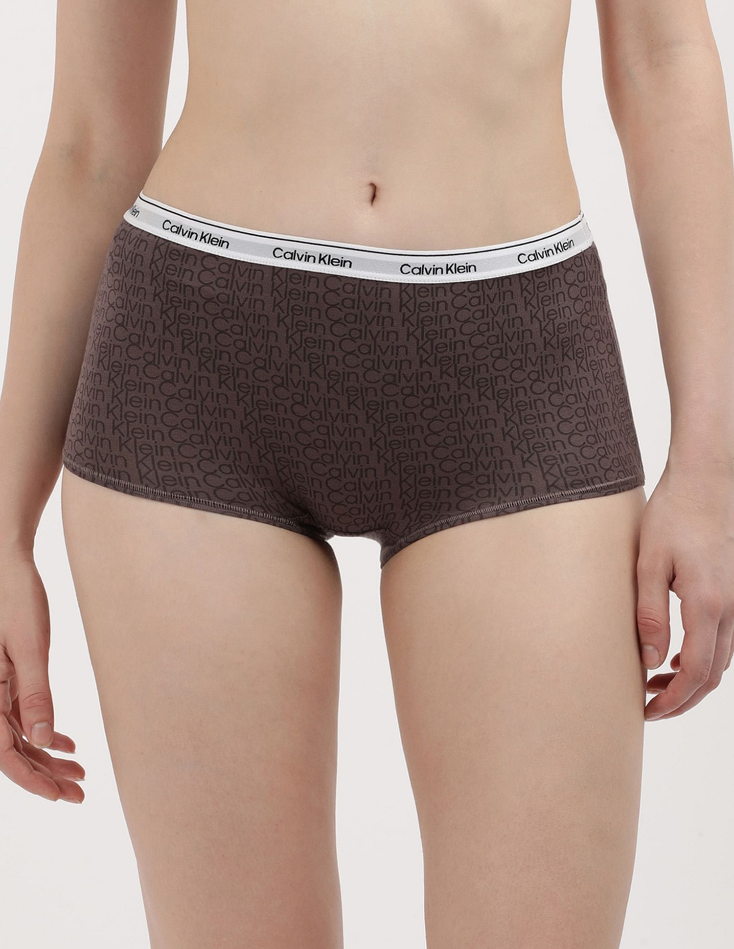 Calvin Klein Underwear Mid Rise Brand Print Boyshort Panties
