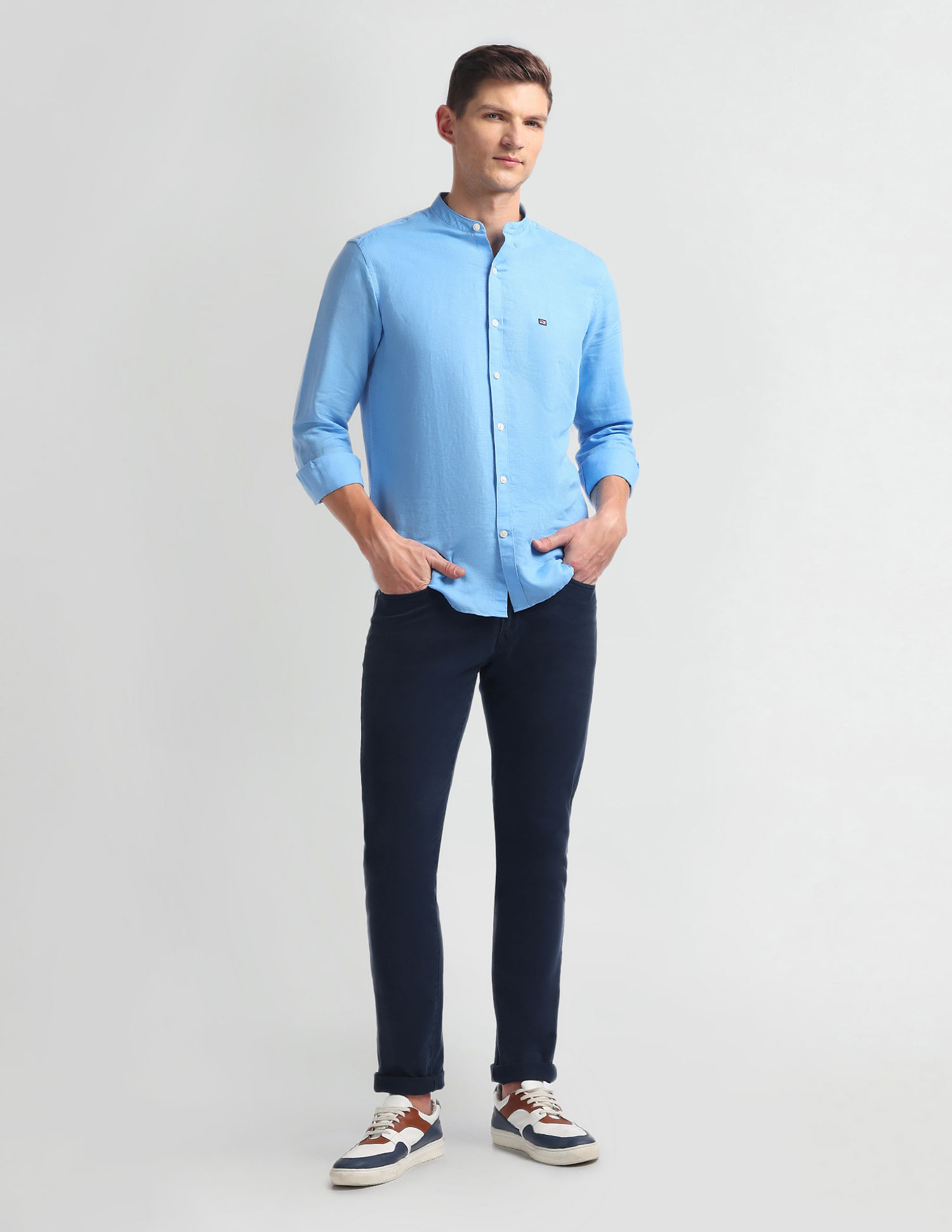 Arrow Sports Mandarin Collar Slim Fit Shirt