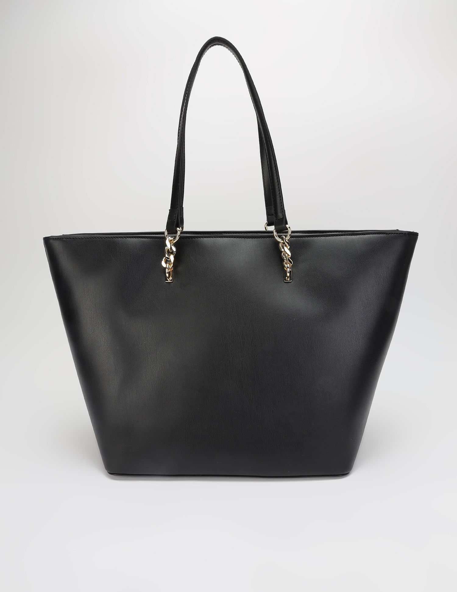 Tommy Hilfiger Solid Black Pu Tote Bag