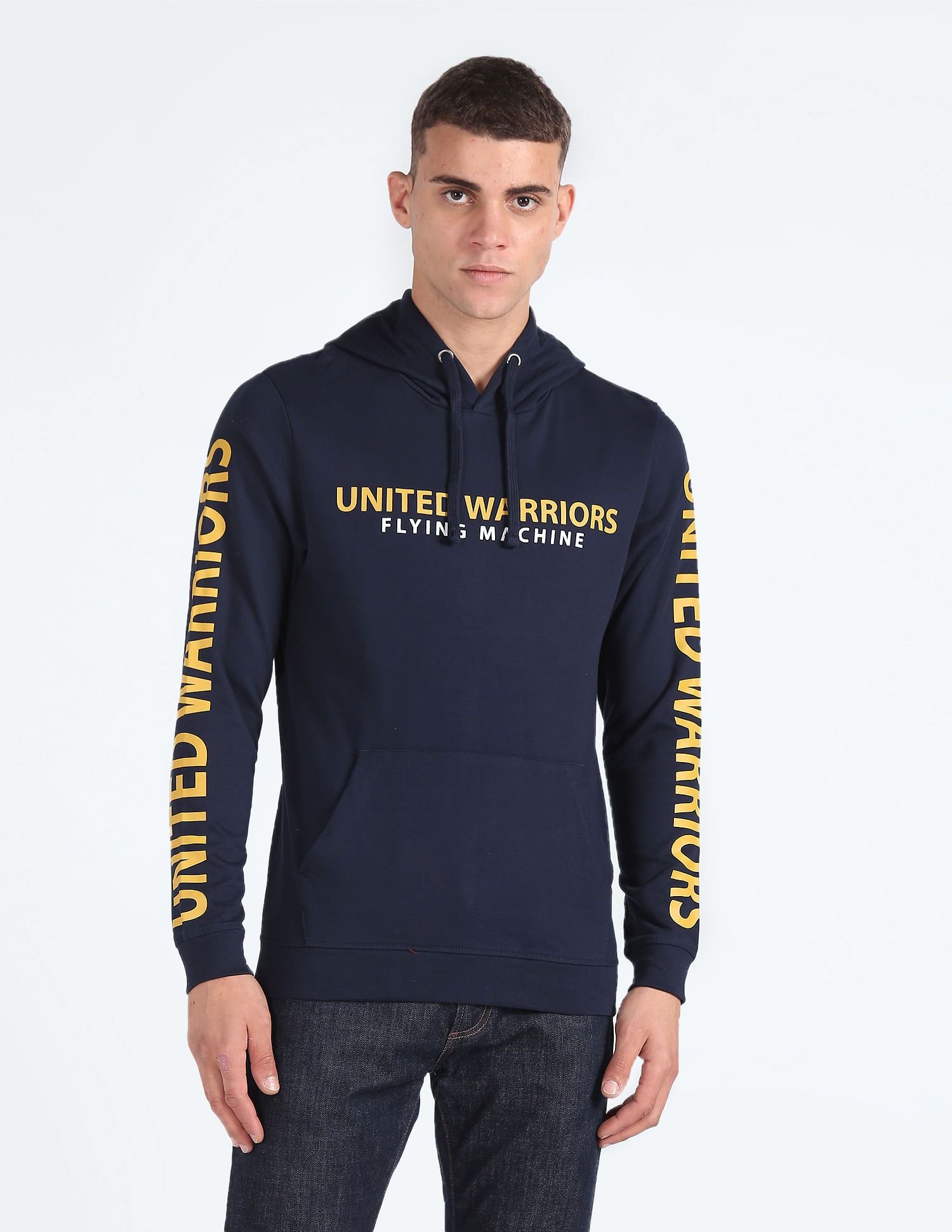 Flying Machine Brand Print Hooded Sweatshirt