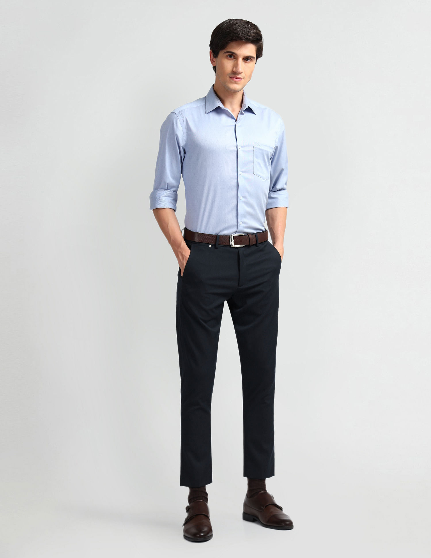 Arrow Newyork Carson Tapered Fit Self Design Trousers