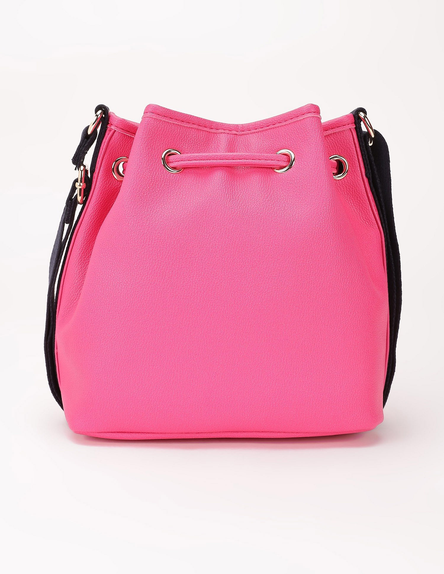 Tommy Hilfiger Solid Pink Pu Bucket Bag