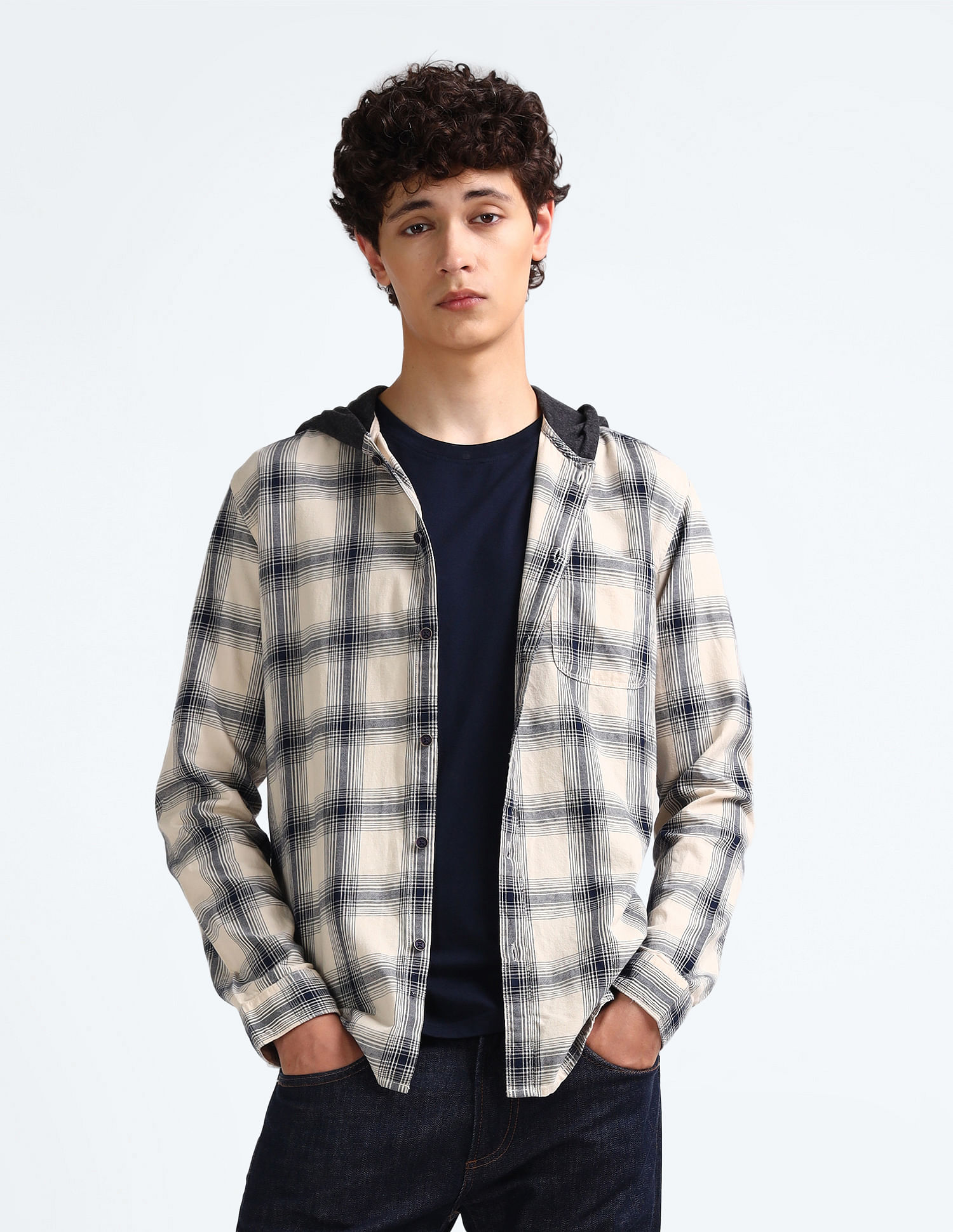 Flying Machine Pure Cotton Hooded Shirt