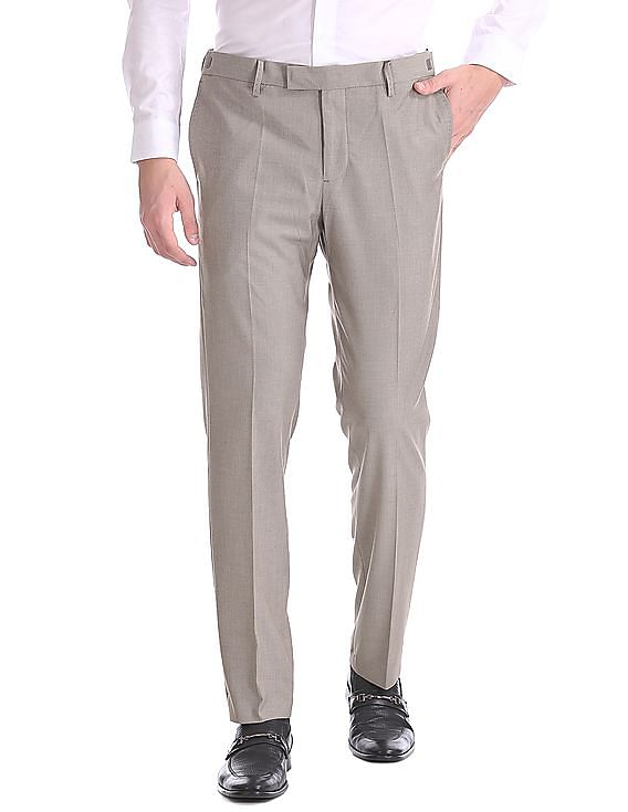 Buy Men Grey Slim Fit Check Flat Front Formal Trousers Online - 743319 |  Louis Philippe