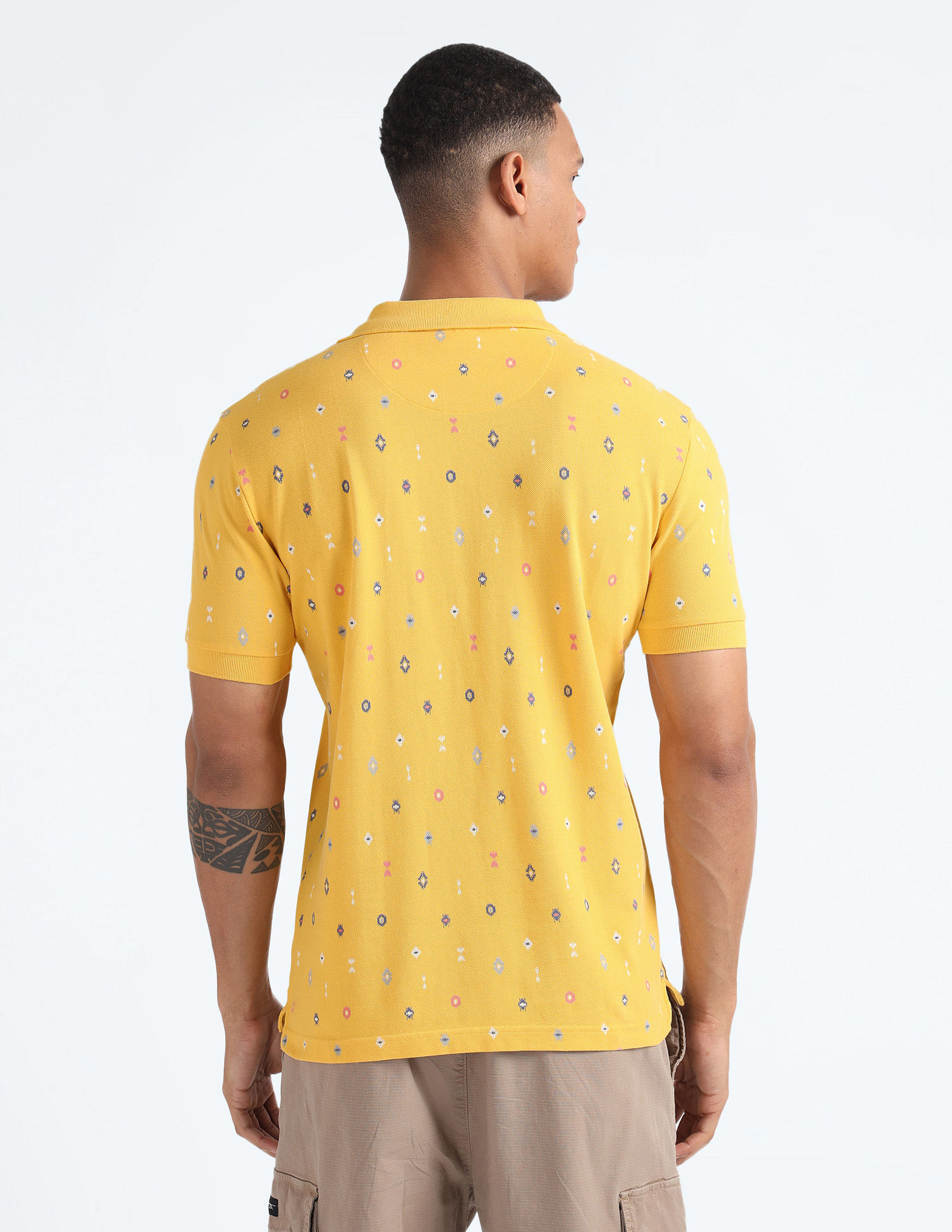 Flying Machine All Over Print Cotton Polo Shirt