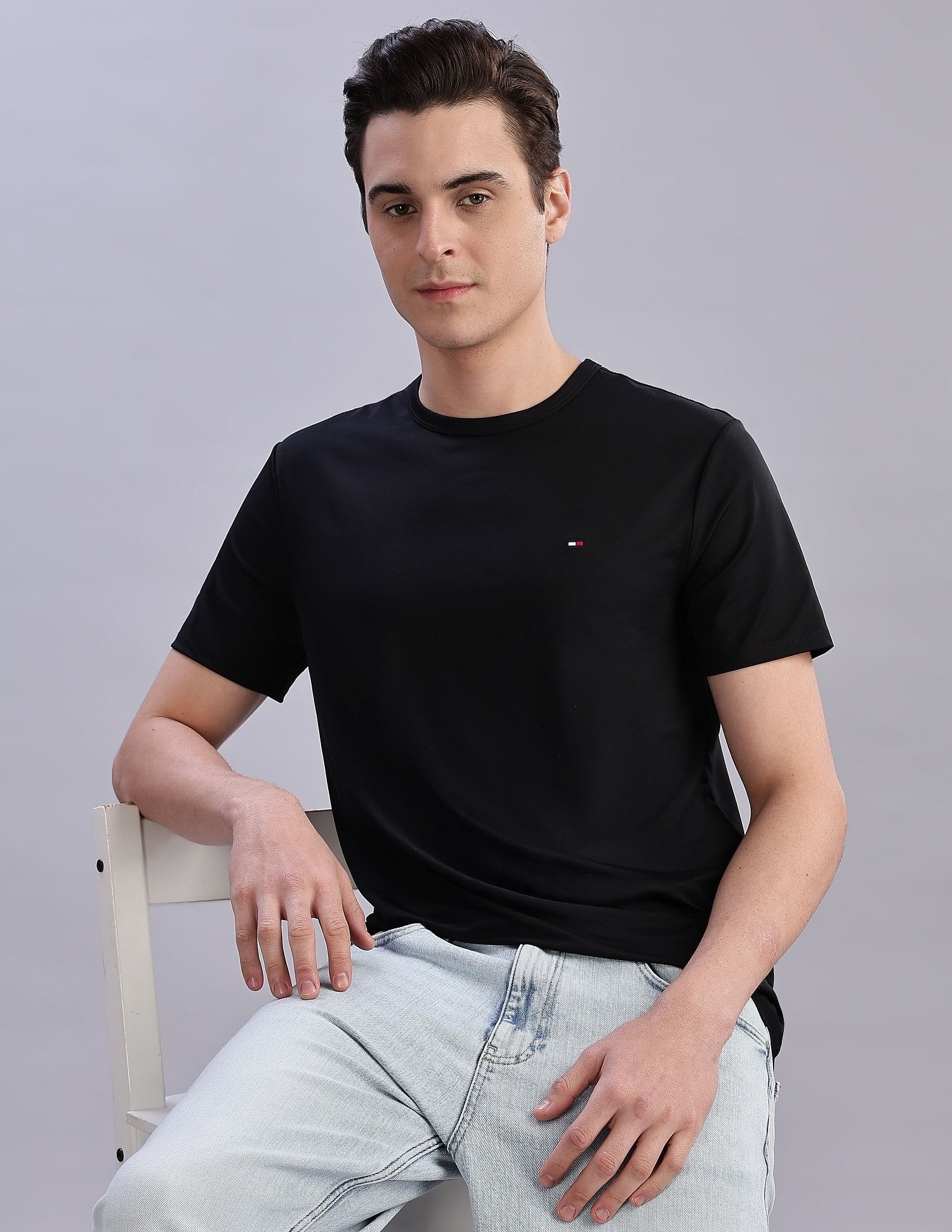 Tommy Hilfiger Solid Regular-Fit Polyester T-Shirts