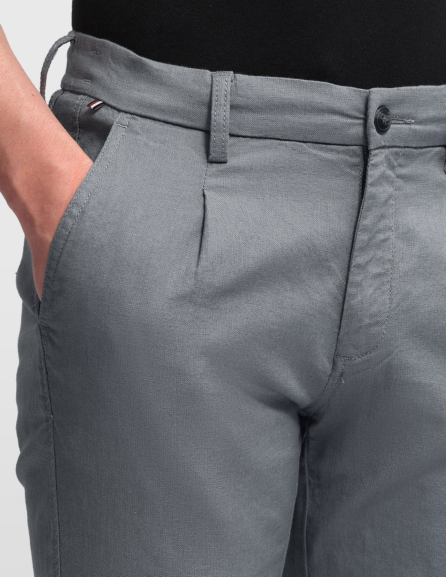 Buy Arrow Sport Solid Hudson Tailored Fit Trousers - NNNOW.com