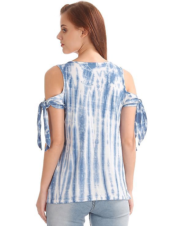 Buy Flying Machine Women Women Tie Dye Cold Shoulder Top NNNOW